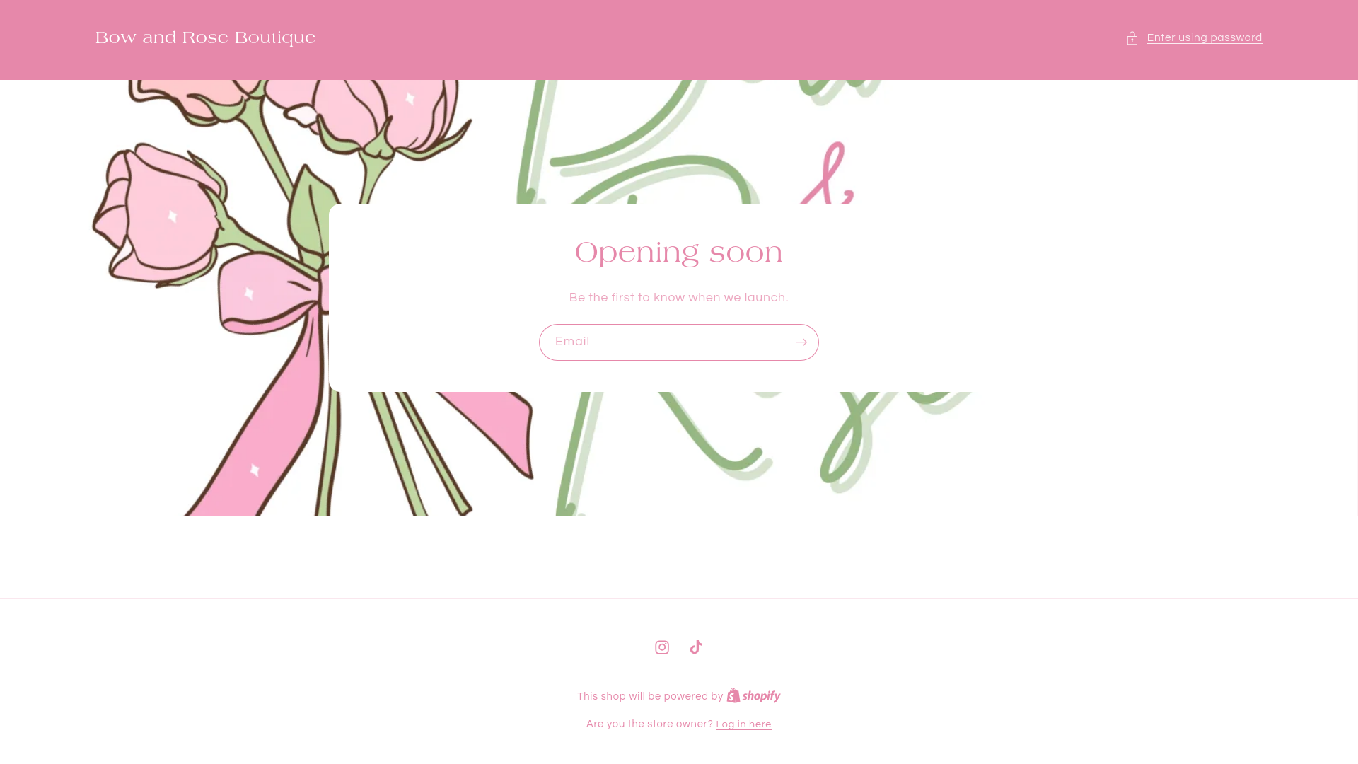 website screenshot of https://bowandroseboutique.com/
