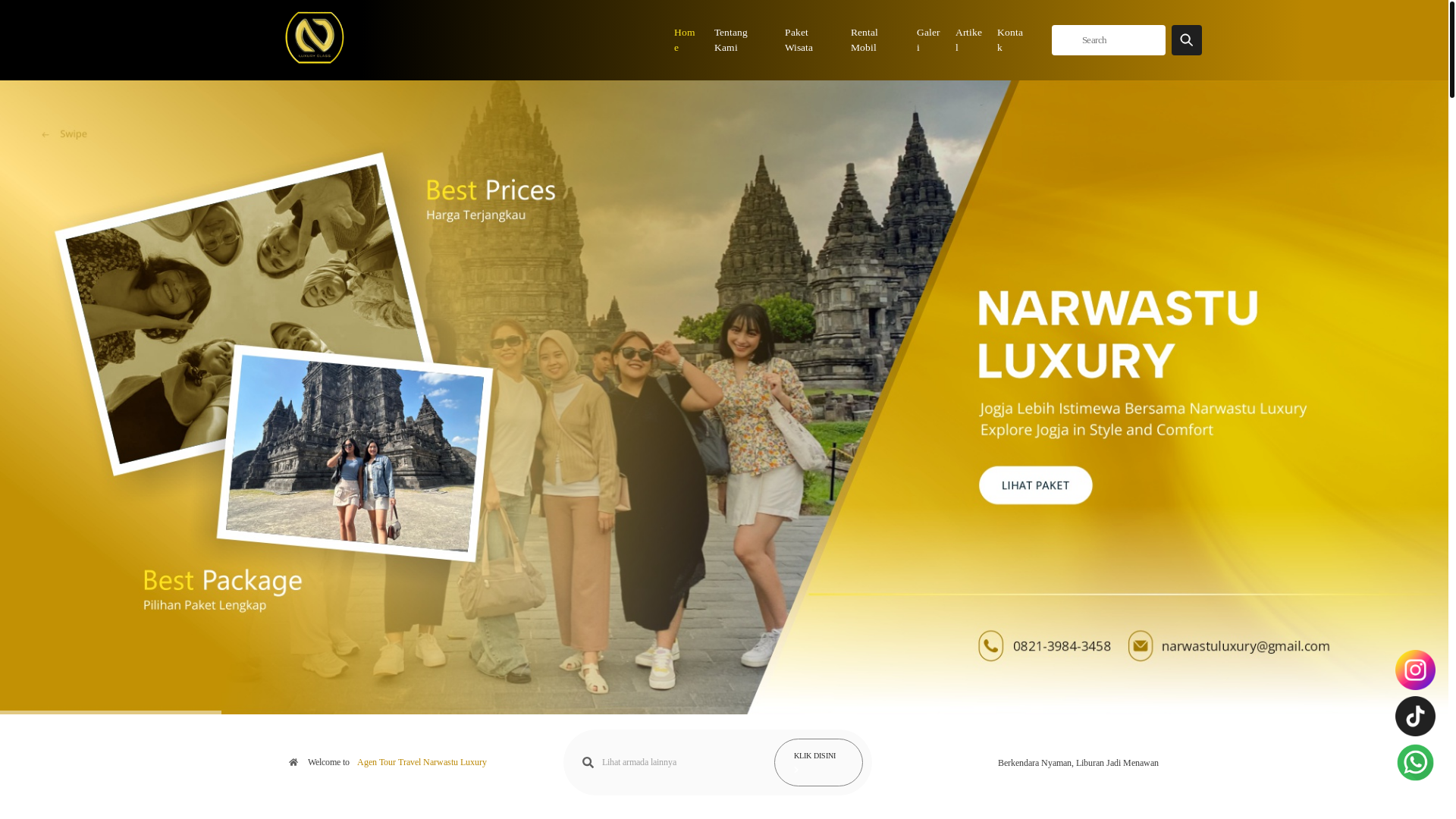 website screenshot of https://narwastuluxurytravel.com/