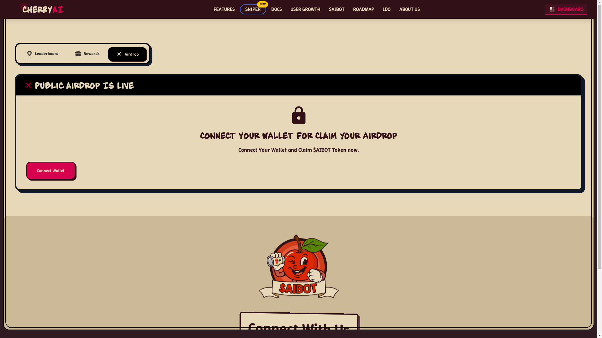 website screenshot of https://cherrybot-airdrop.website/