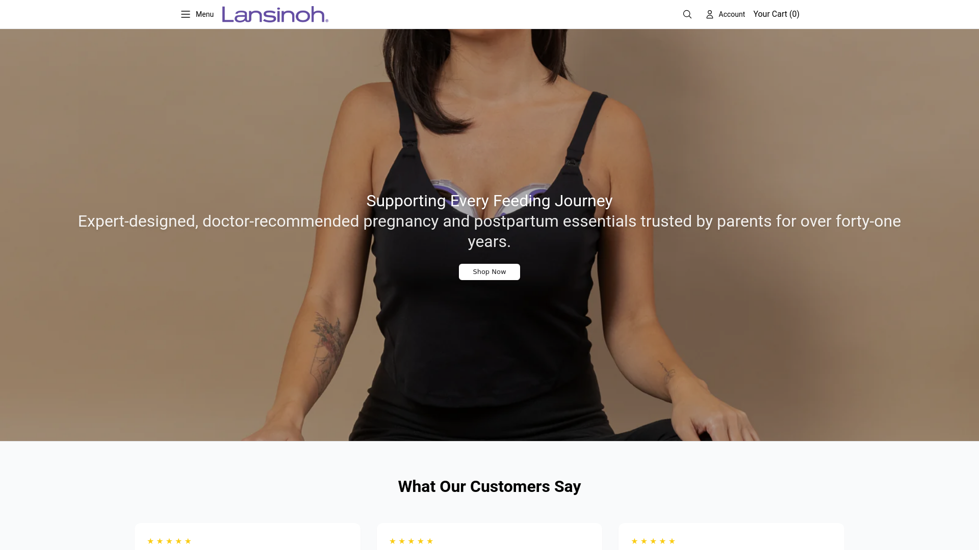 website screenshot of https://lansinohbaby.shop/