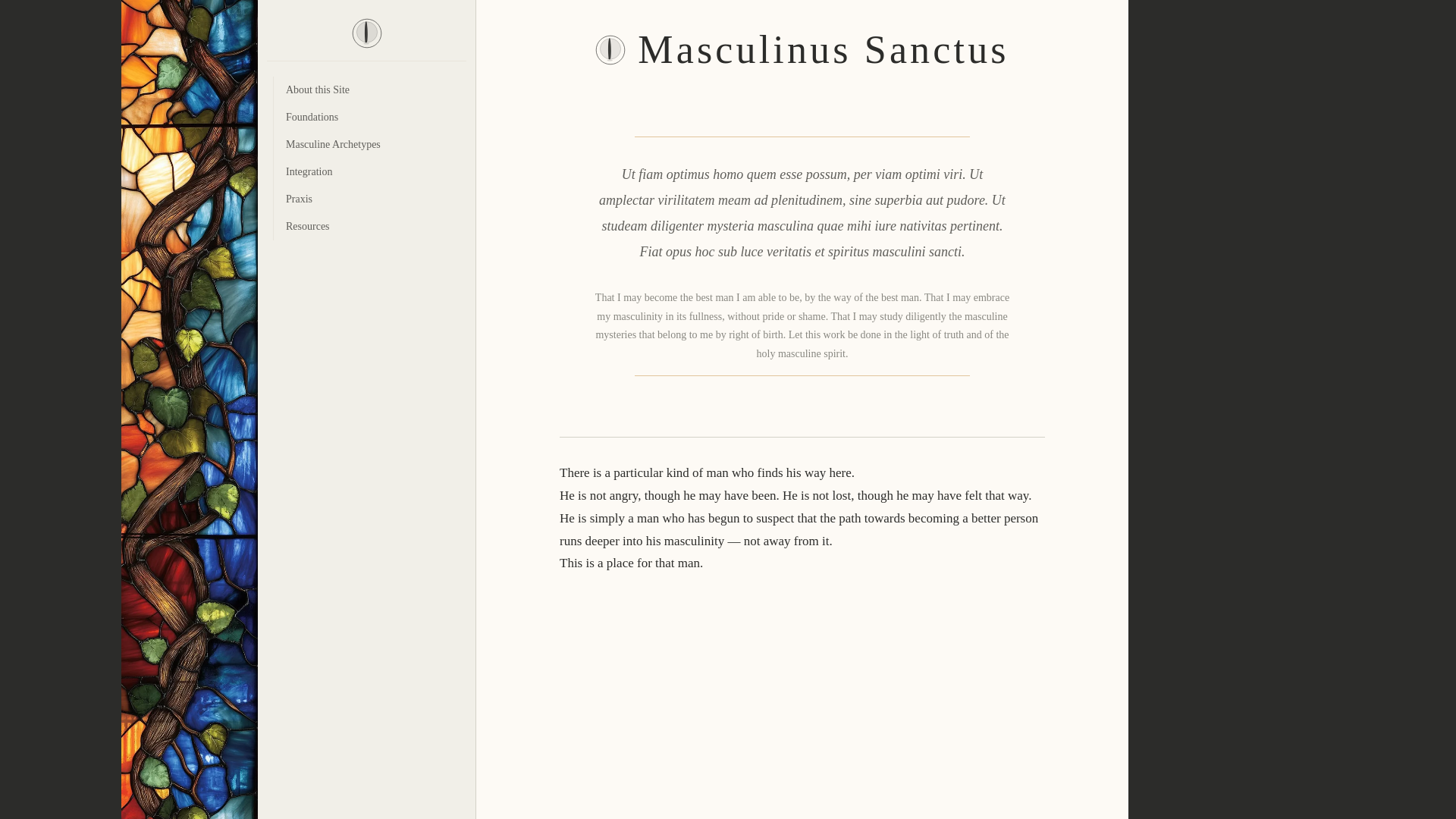 website screenshot of https://masculinussanctus.org/