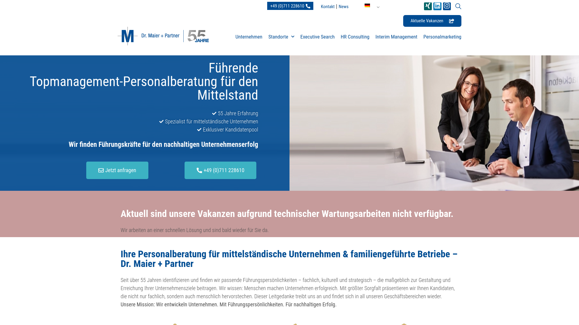website screenshot of https://drmaierpartner-services.de/