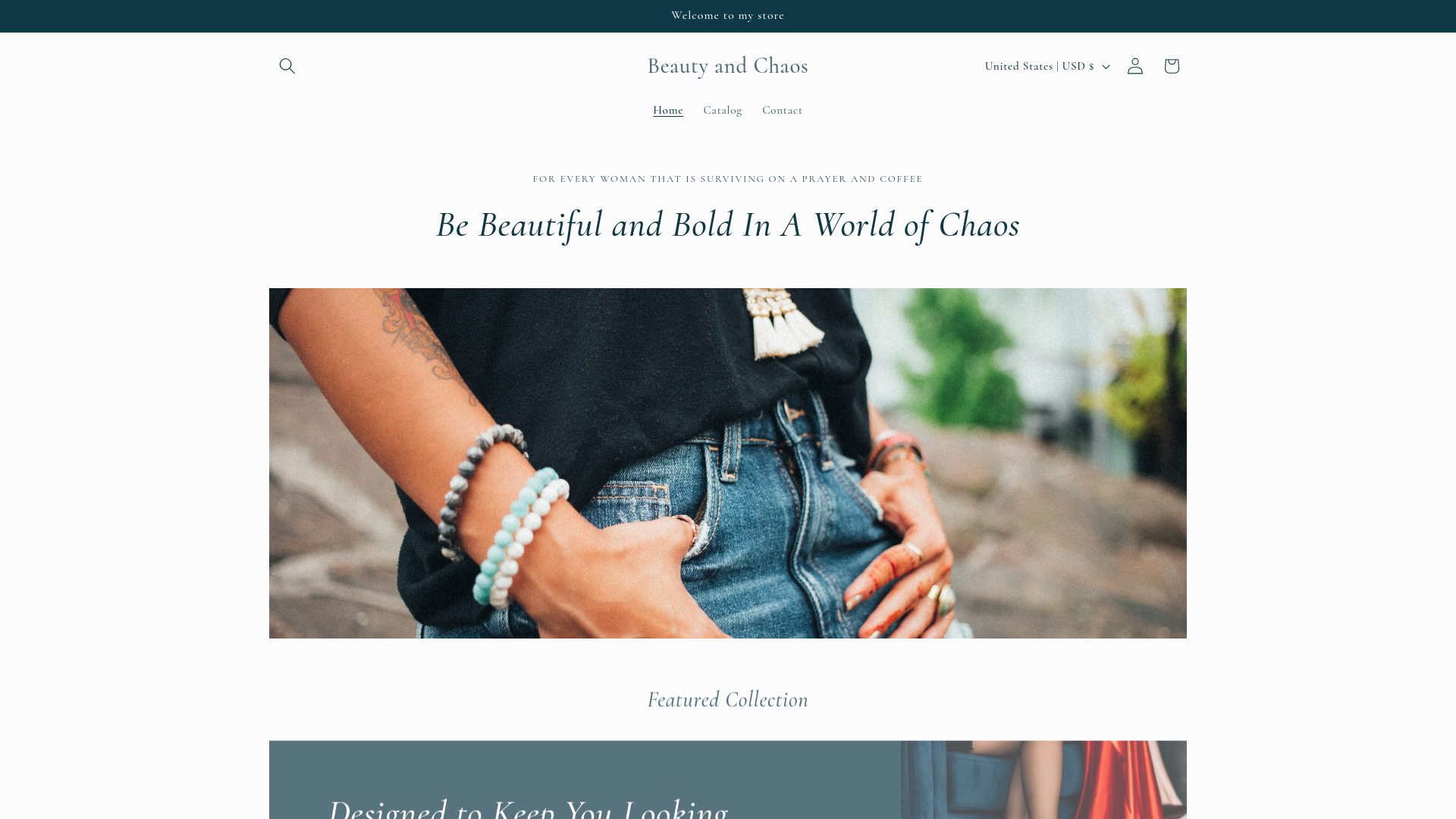 website screenshot of https://beautyandchaosboutique.com/