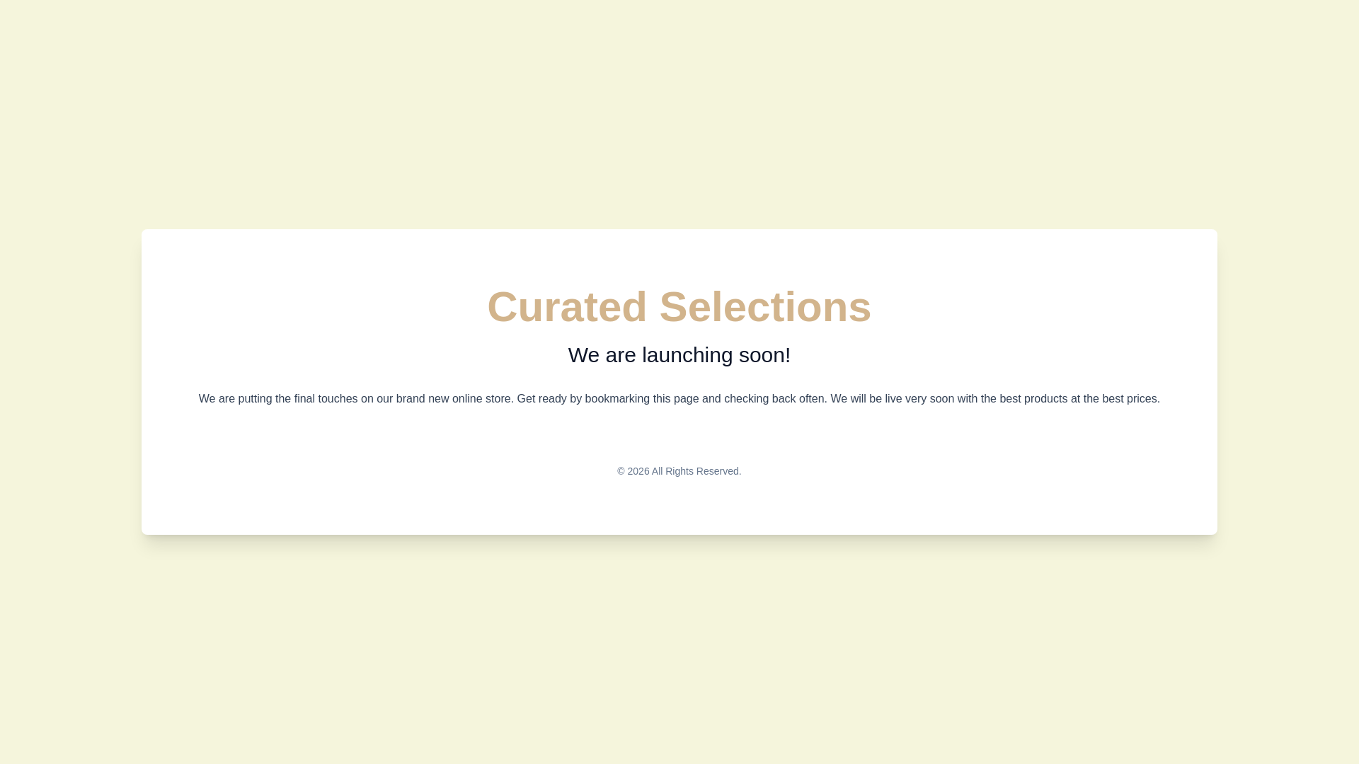 website screenshot of https://curatedselections.store