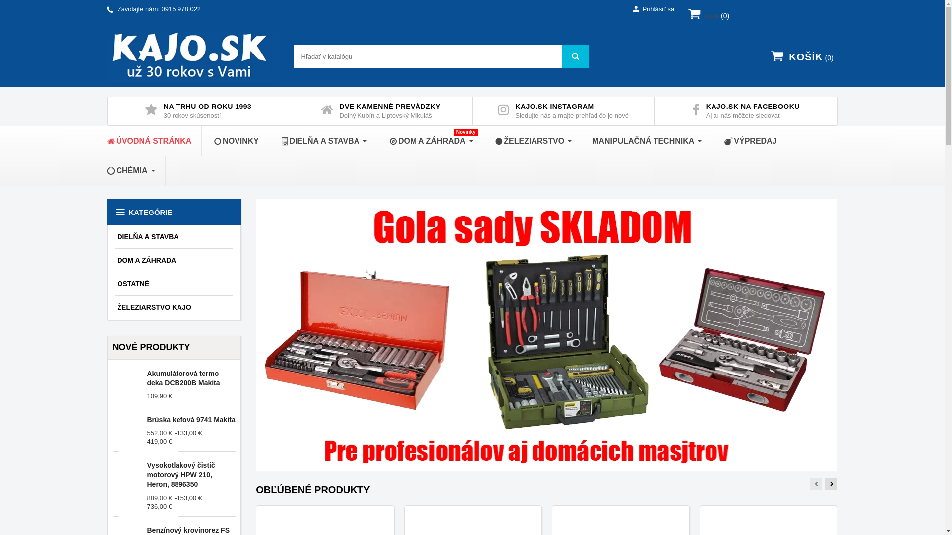 website screenshot of https://kajo.sk/