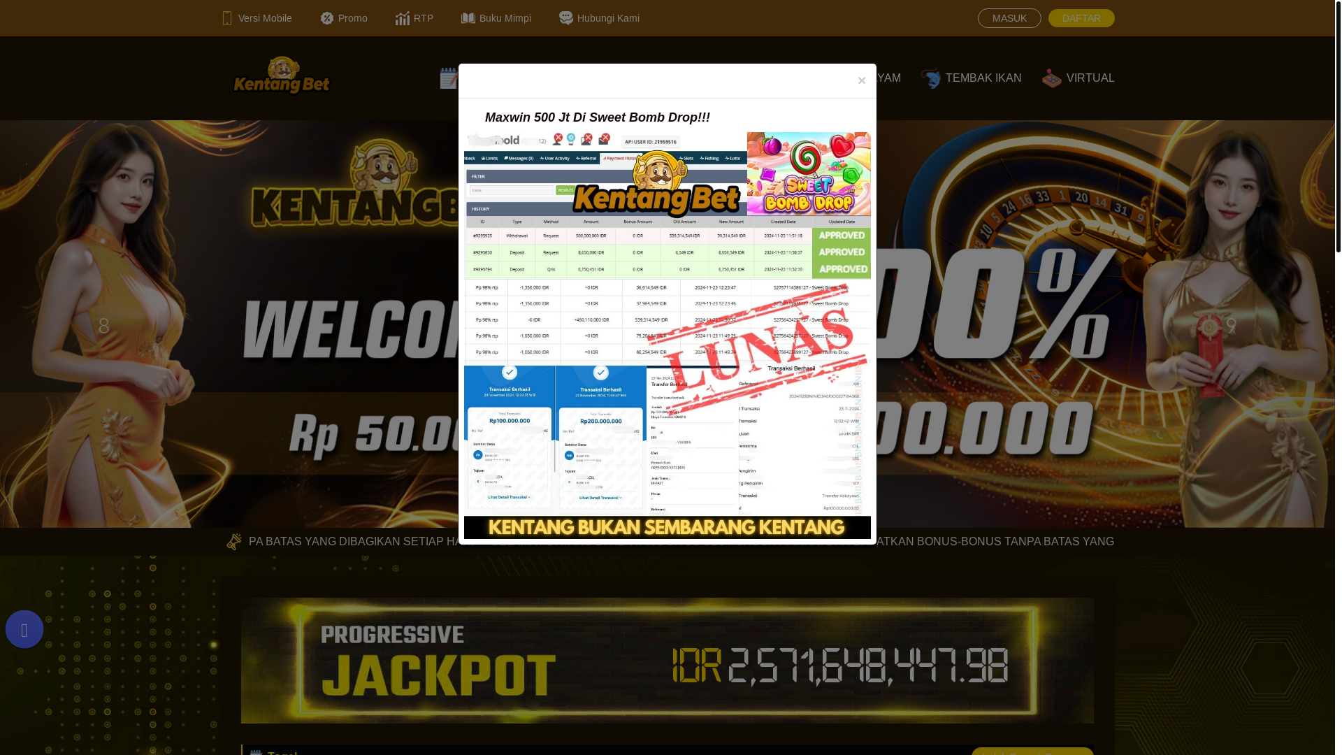 website screenshot of https://kentangbet77.info/