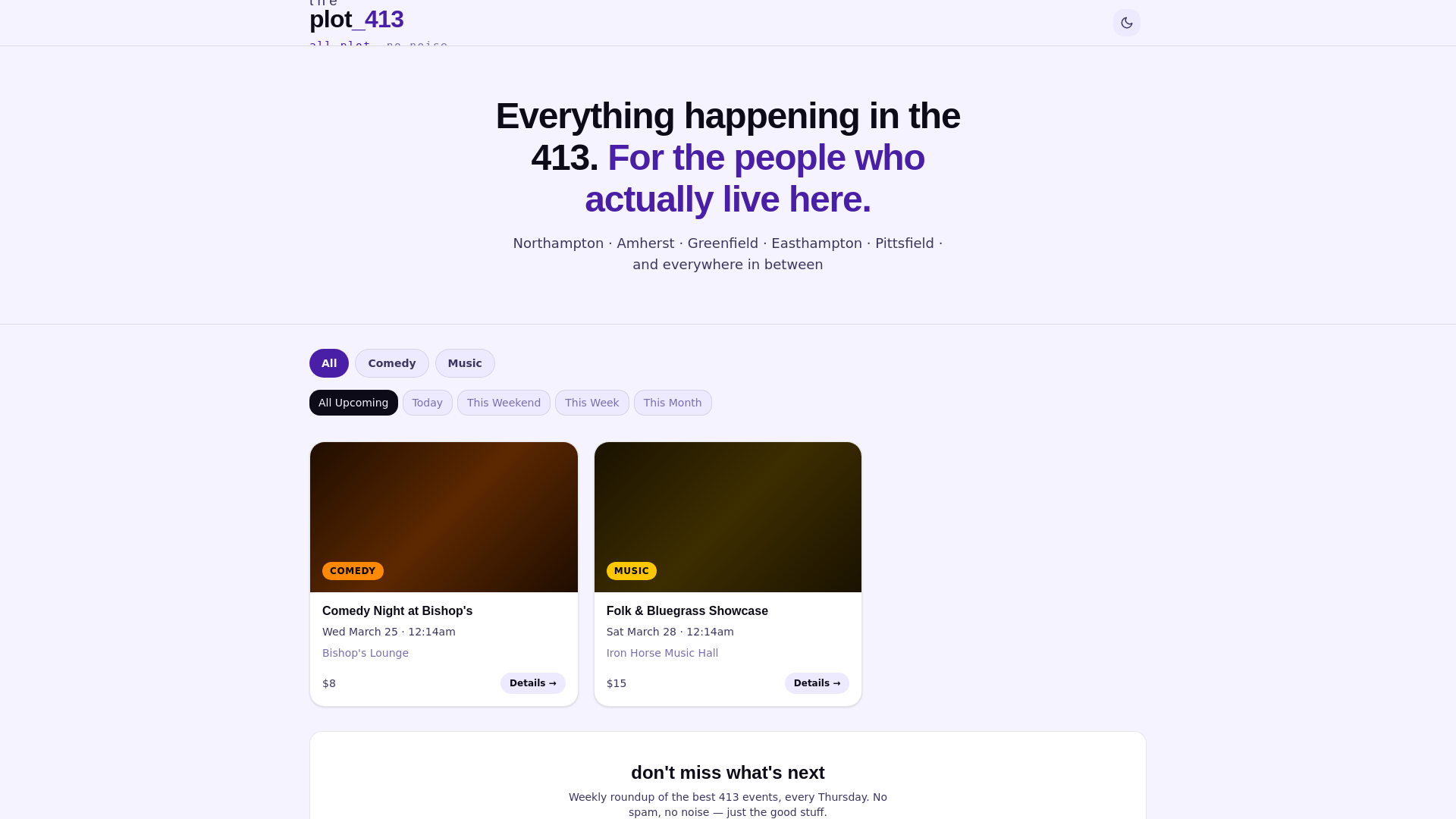 website screenshot of https://plot413.com/
