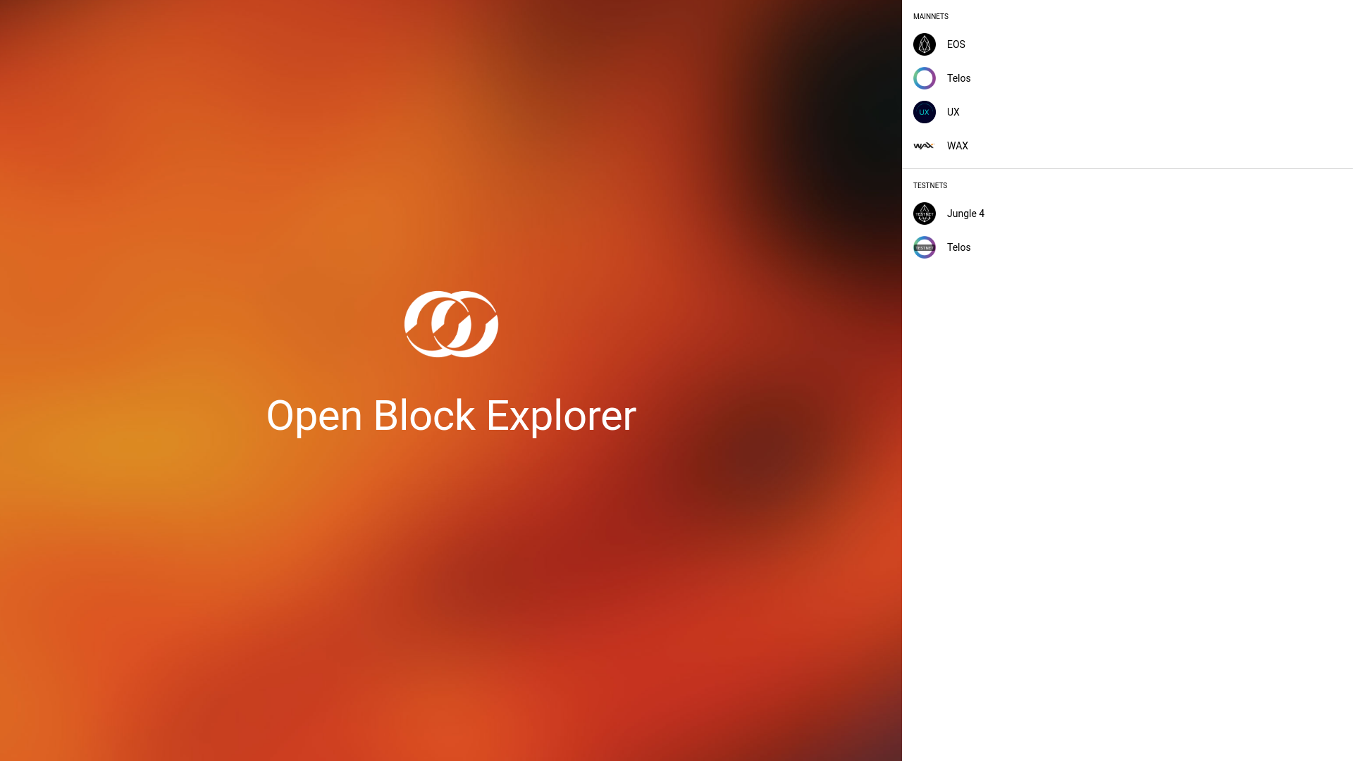 website screenshot of https://open-block-explorer.pages.dev/