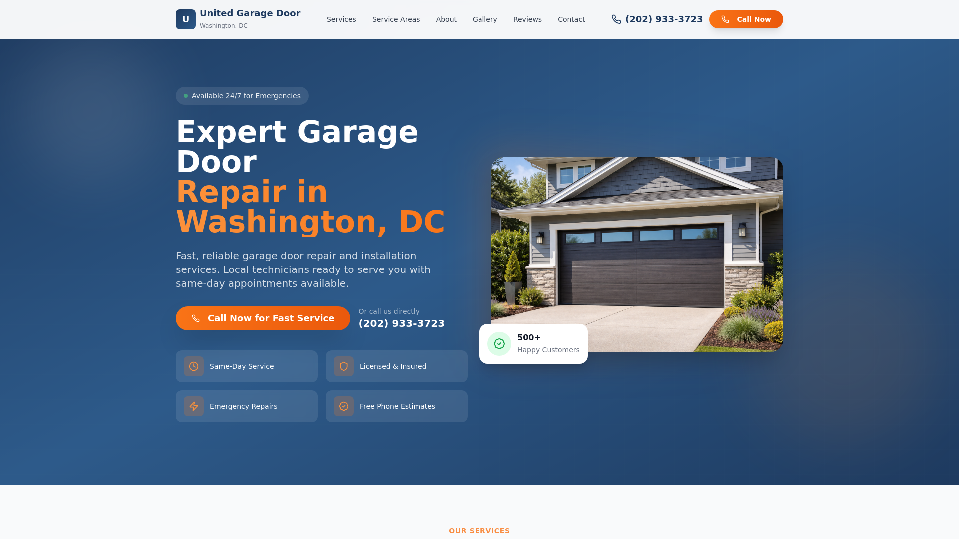 website screenshot of https://unitedgaragedoorrepairwashington.info/