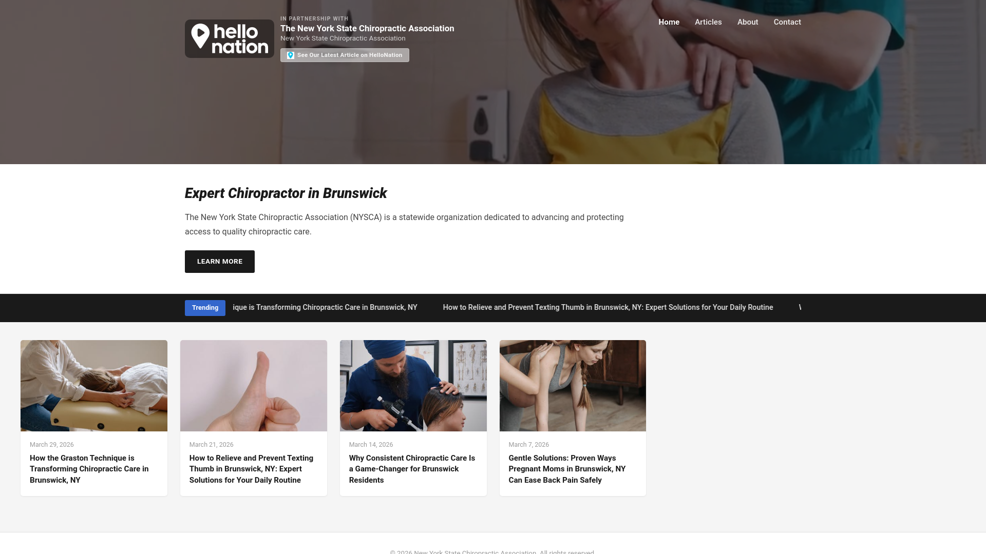 website screenshot of https://chiropractorexpertinbrunswick.org/