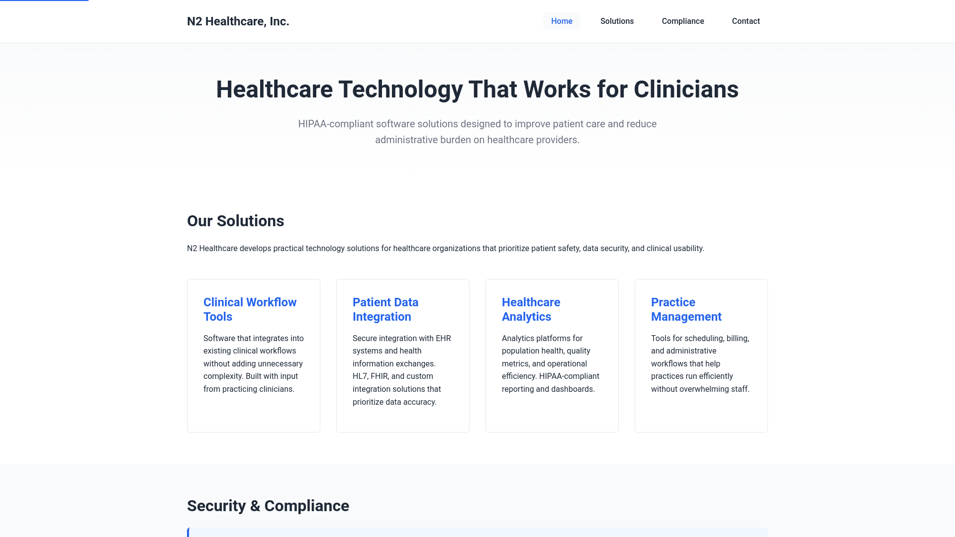 website screenshot of https://n2-healthcare.pages.dev/
