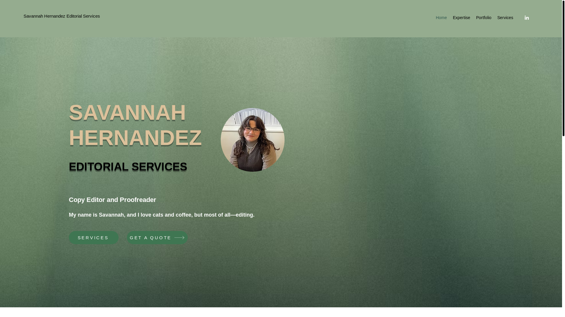 website screenshot of https://savannahhernandezeditorial.com/