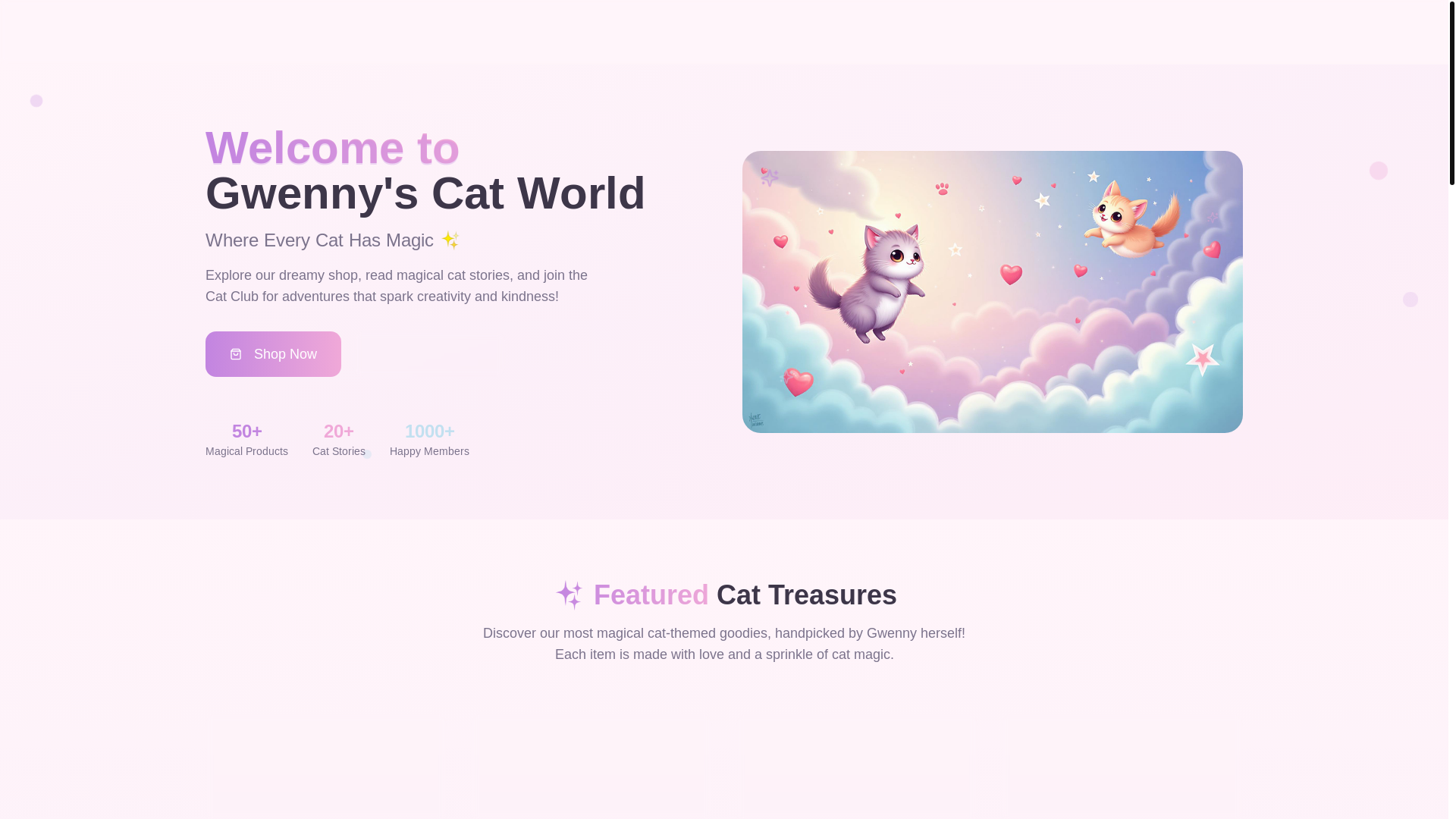 website screenshot of https://gwennyscatworld.com/