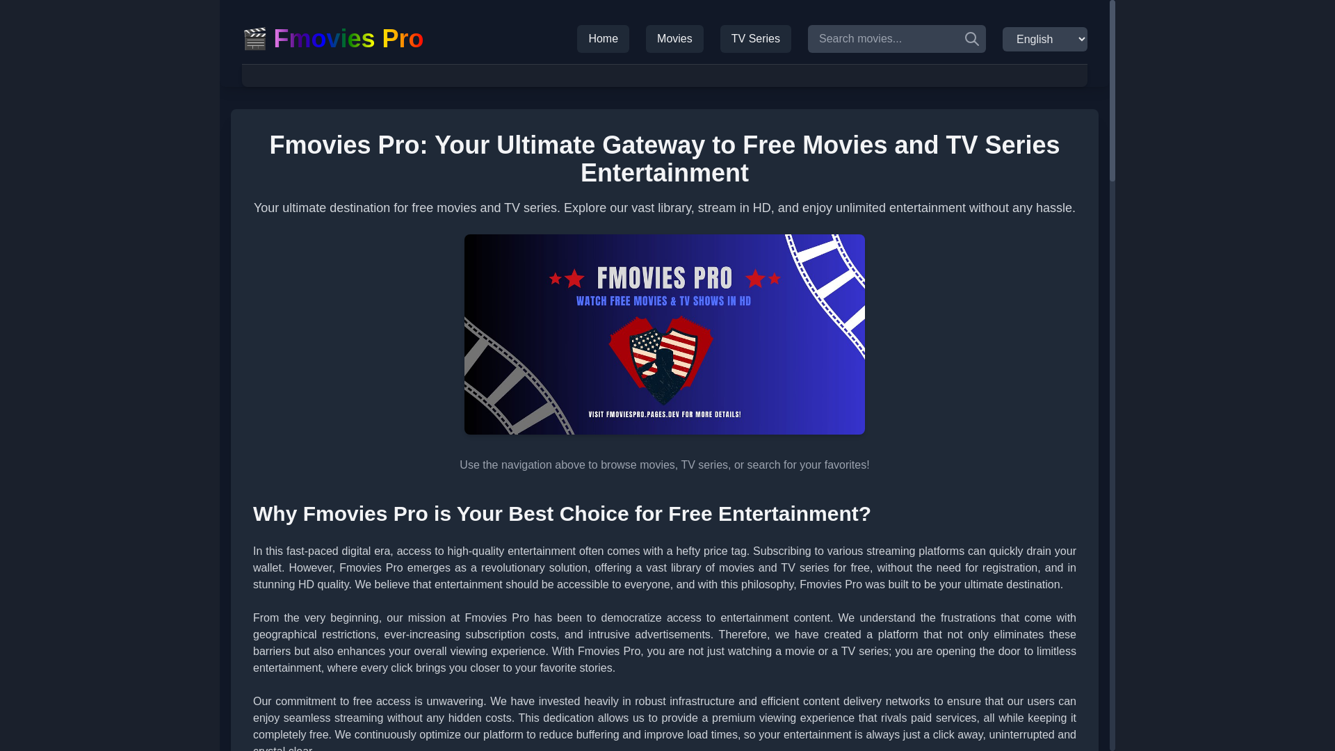 website screenshot of https://fmoviespro.pages.dev/