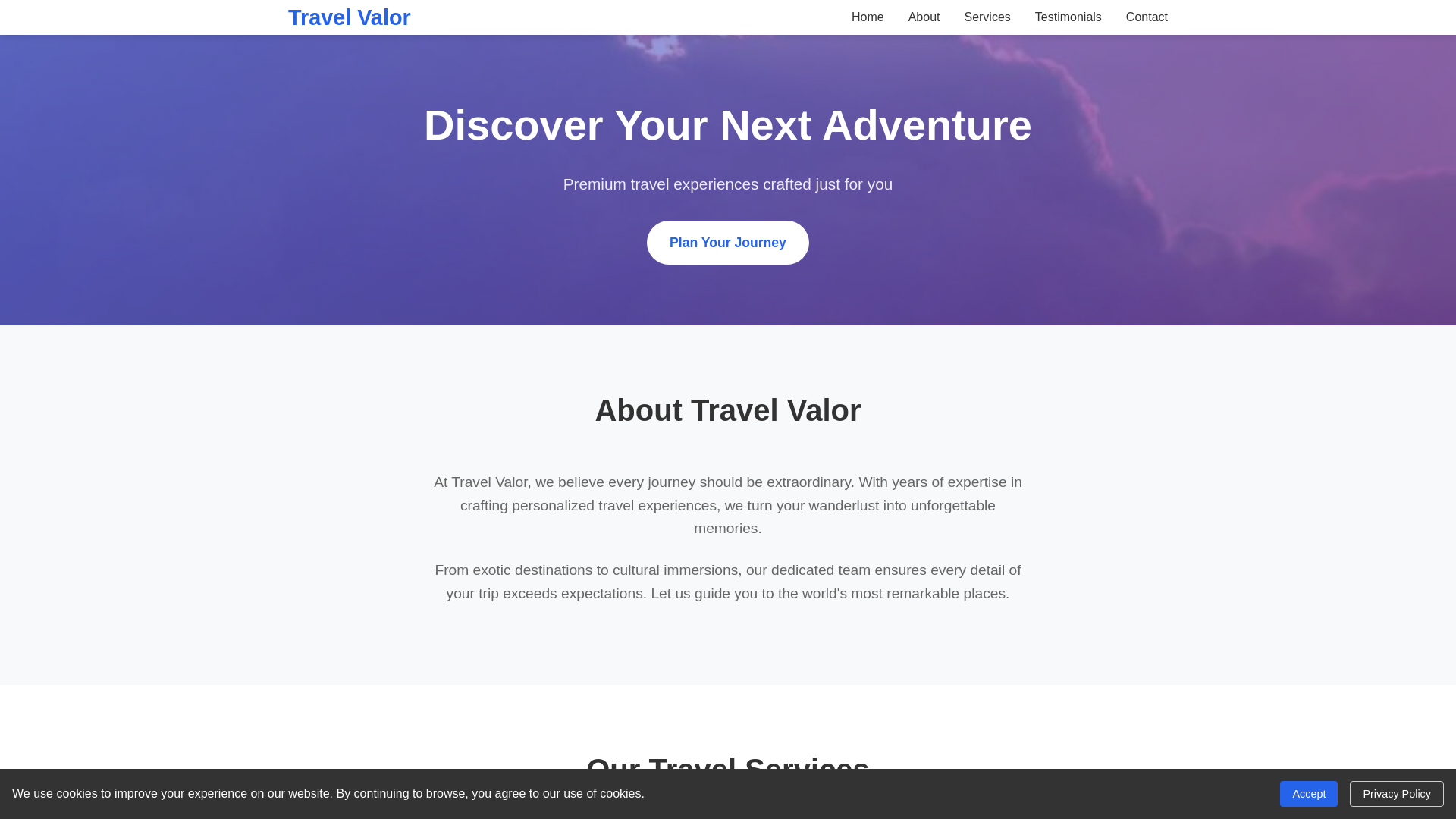 website screenshot of https://travelvalor.click/