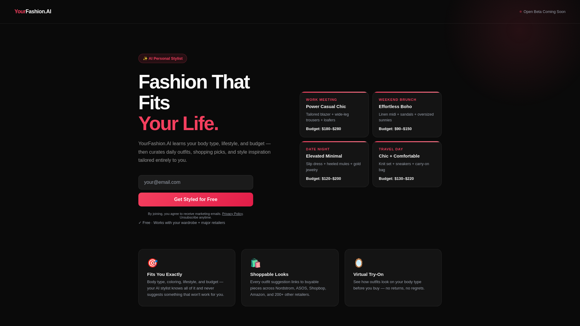 website screenshot of https://your-fashion.ai/