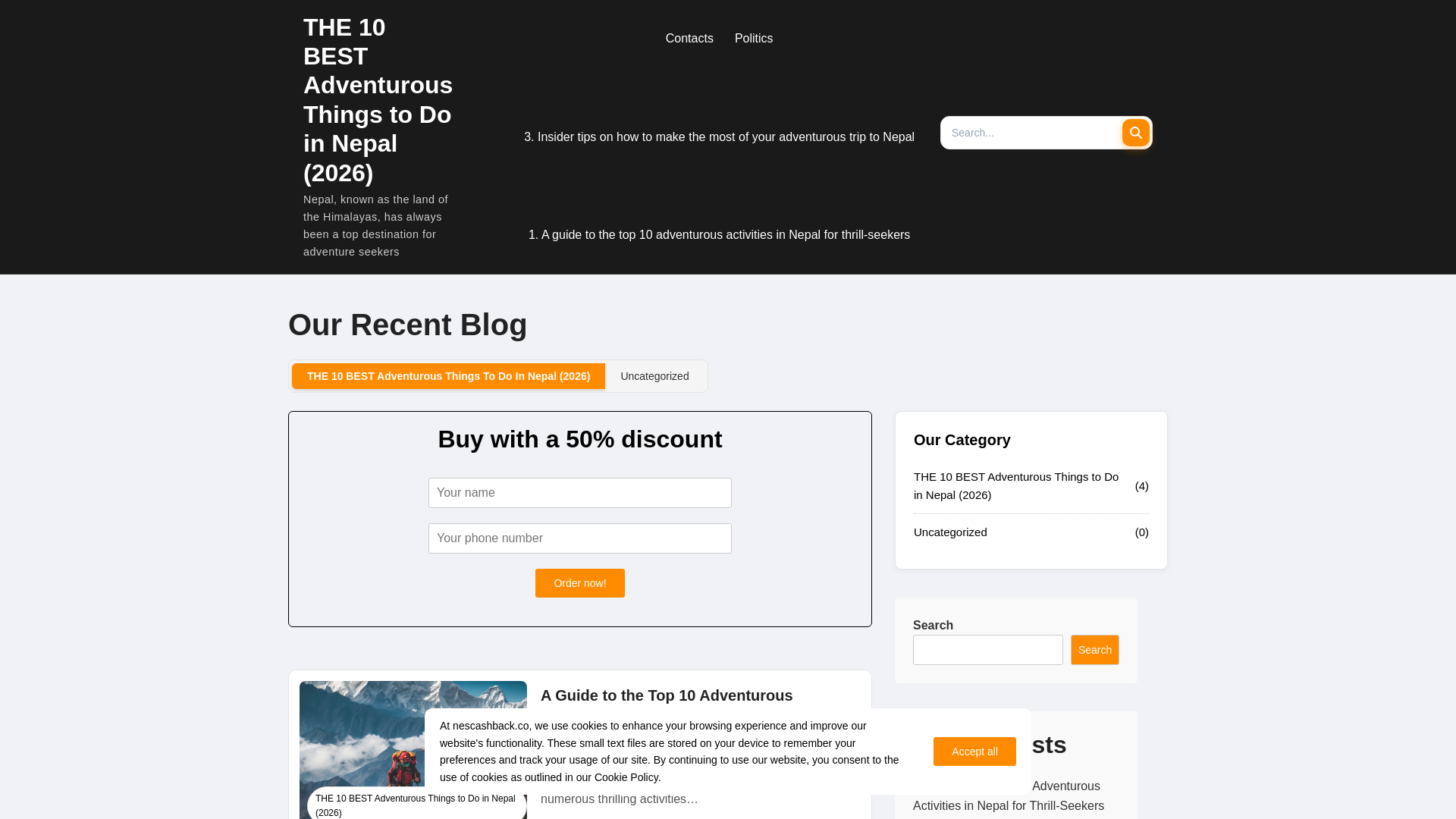 website screenshot of https://nescashback.co/