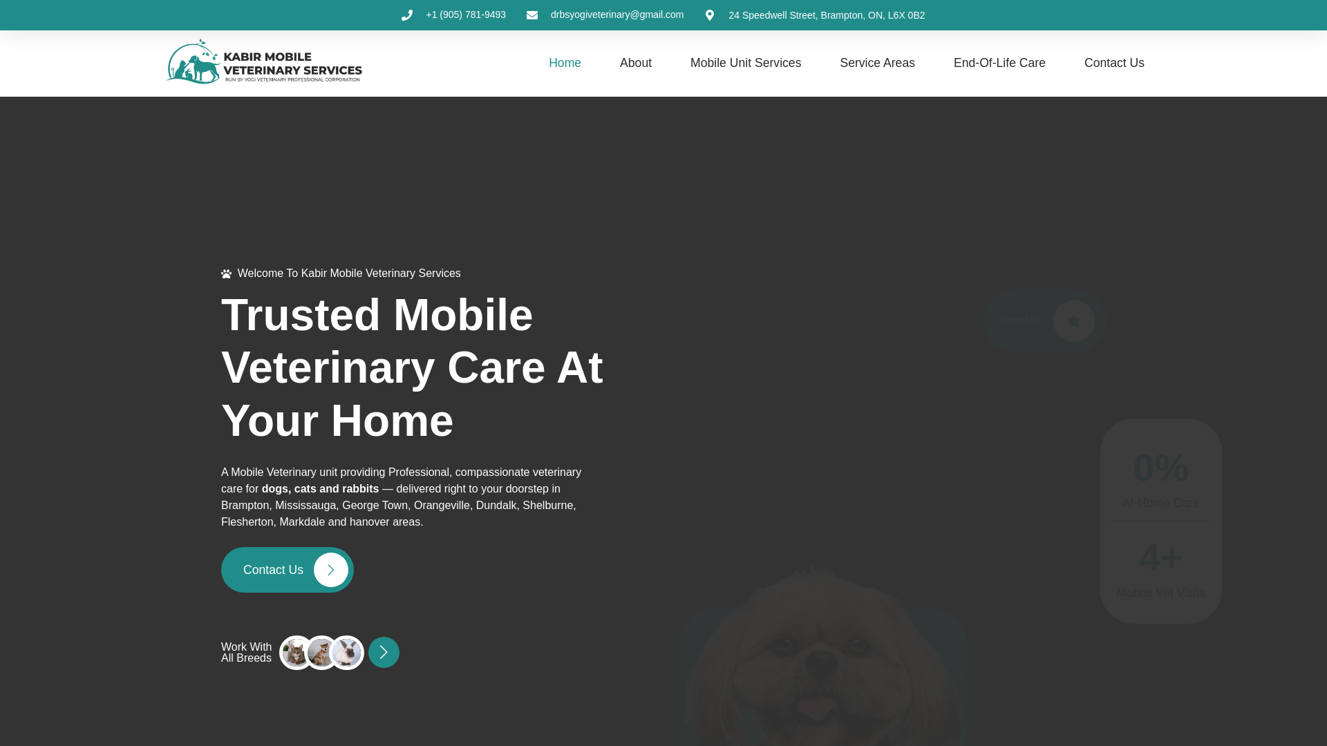 website screenshot of https://kabirmobilevet.ca/