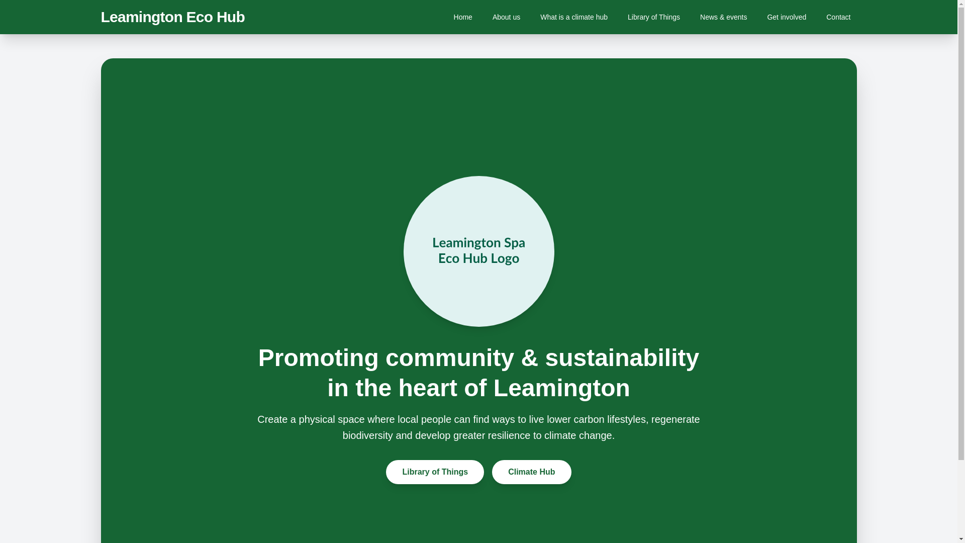 website screenshot of https://leamington-eco-hub.co.uk/