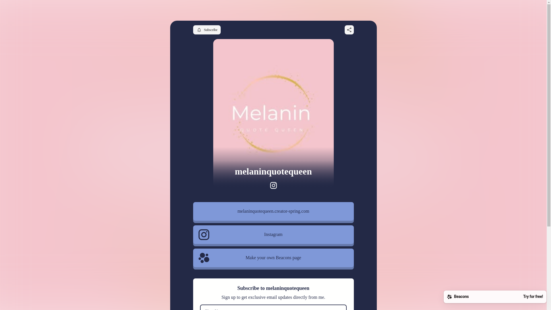 website screenshot of https://melaninquotequeen.com/