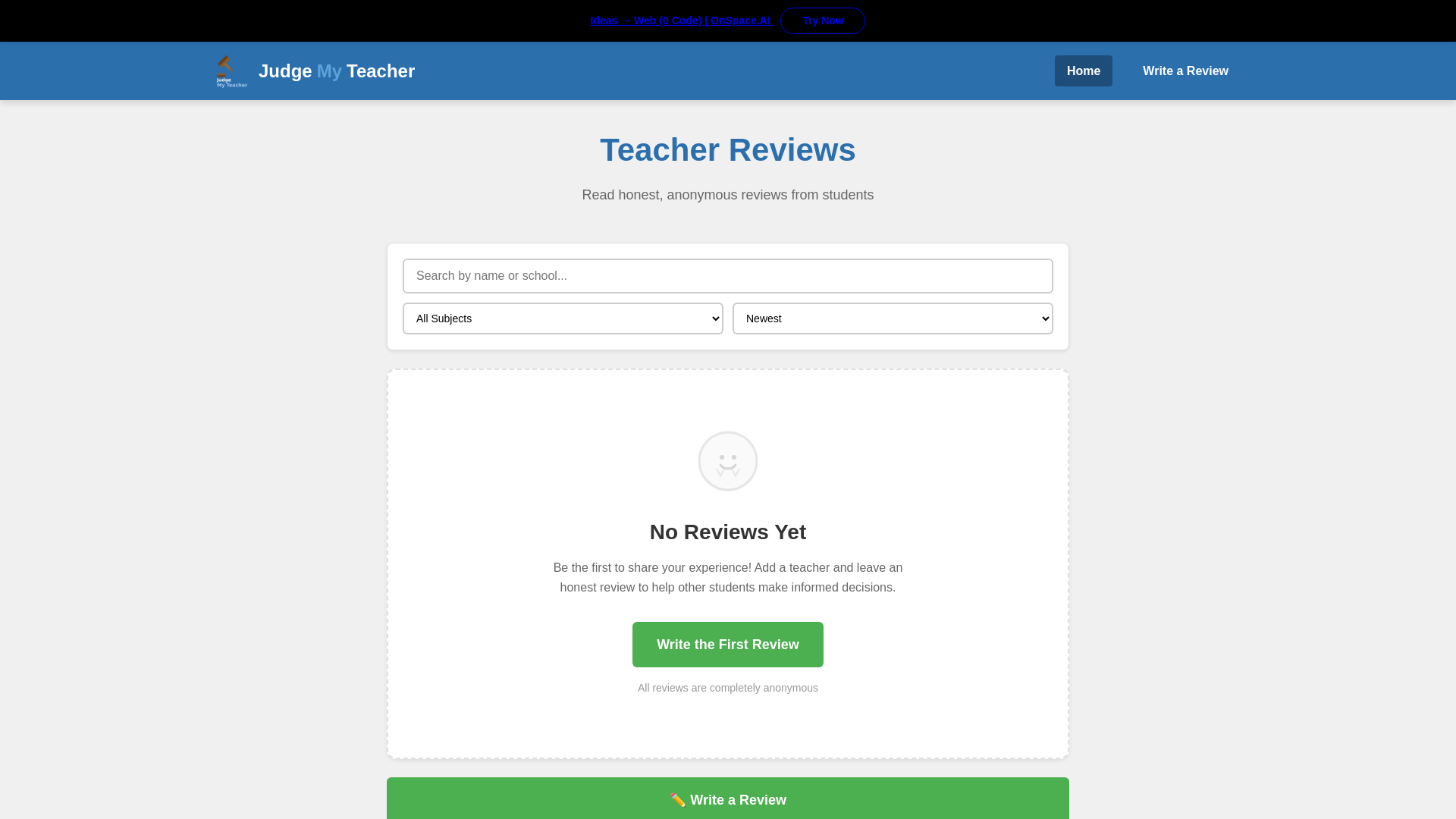website screenshot of https://judgemyteacher.com/