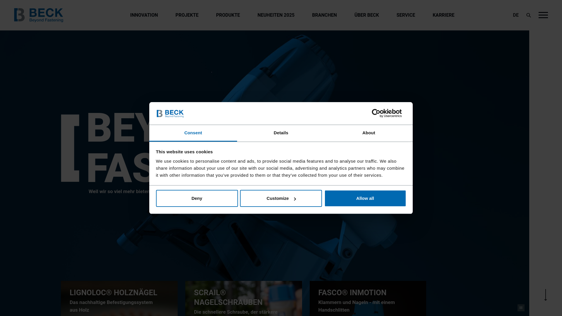website screenshot of https://beck-fasteing.com/