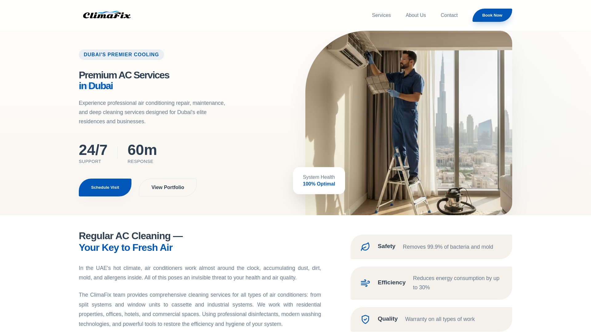 website screenshot of https://climafix.ae/