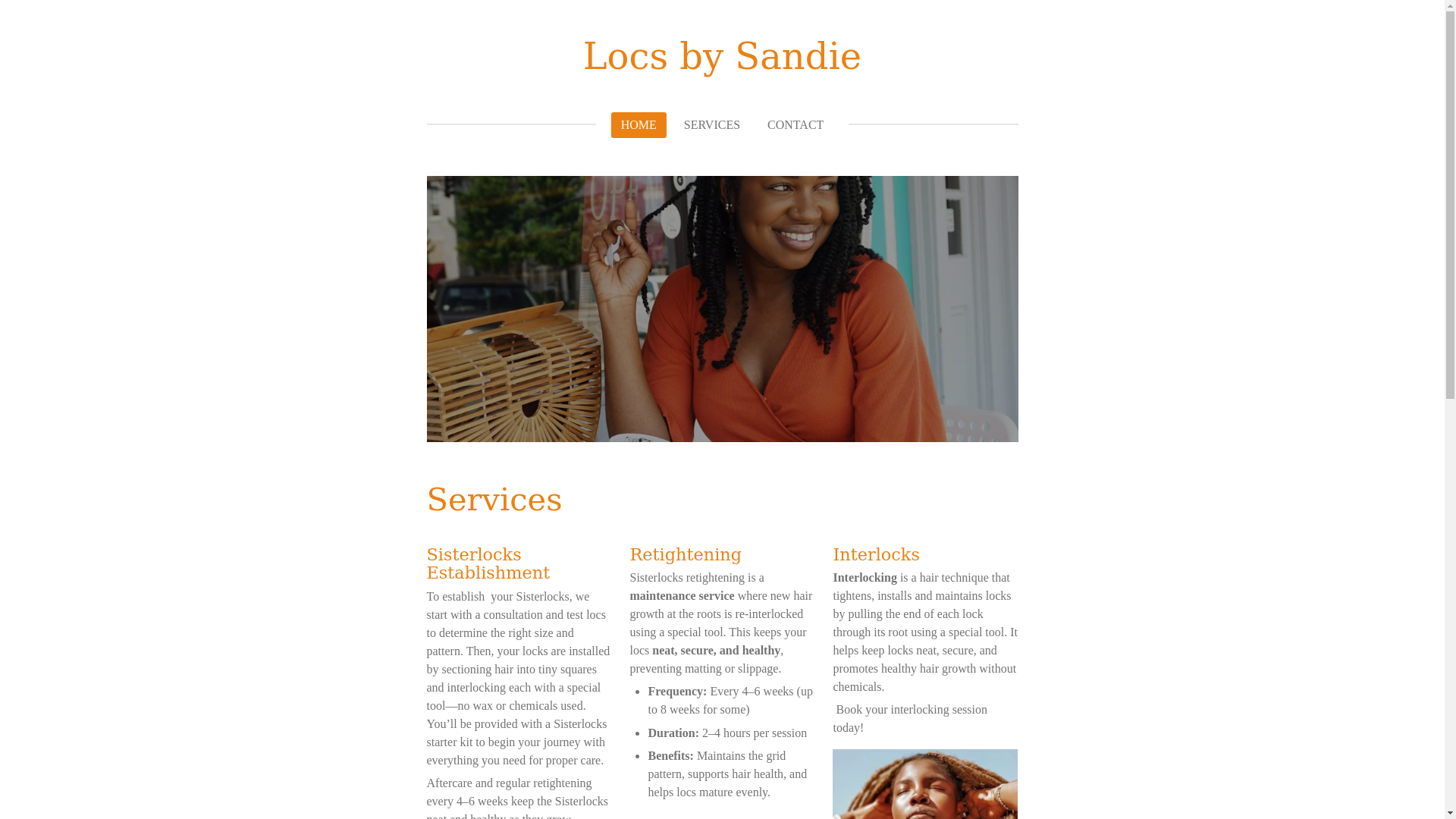 website screenshot of https://locsbysandie.com/