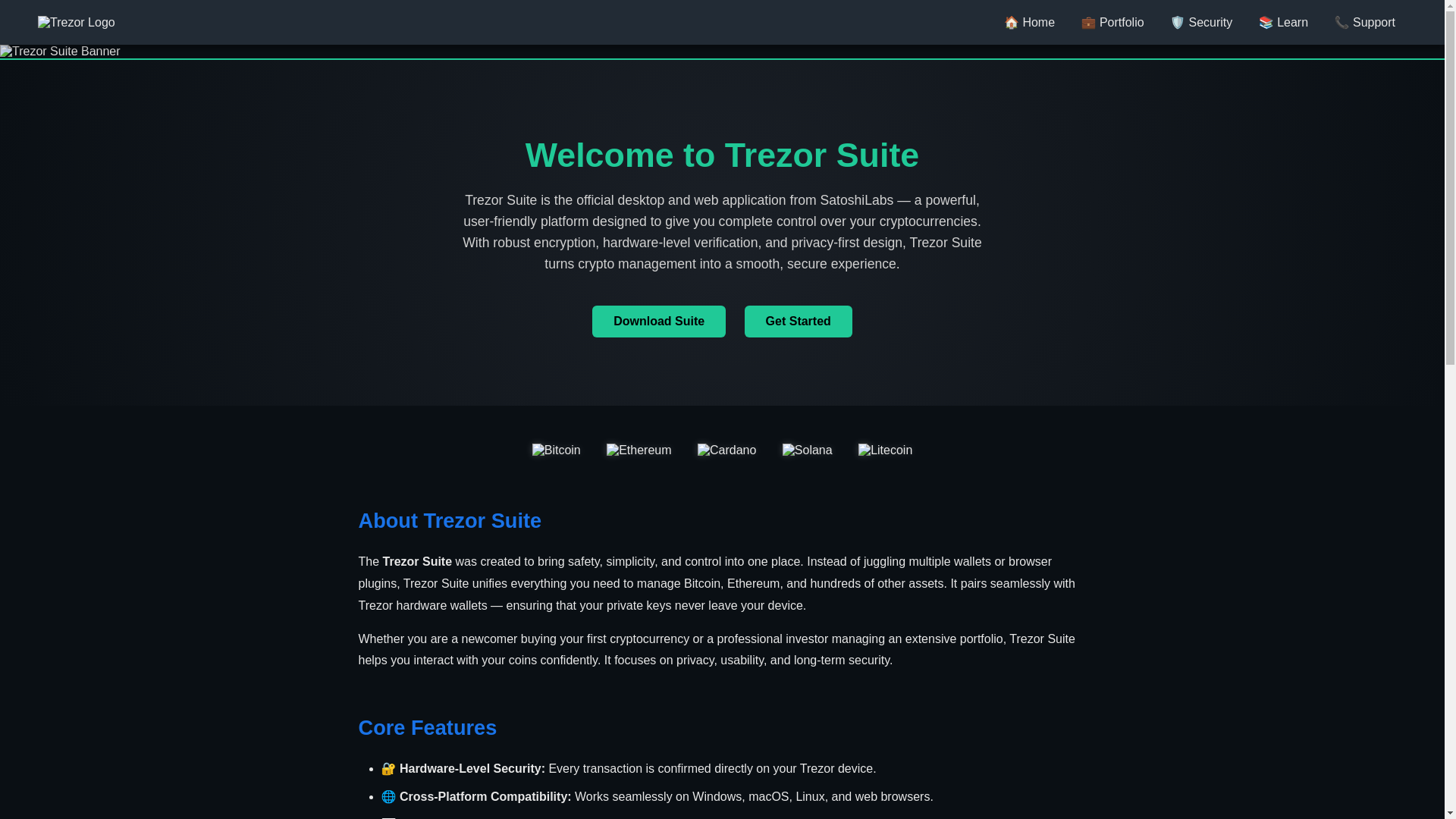 website screenshot of https://learn-io-secure-trezu.pages.dev/