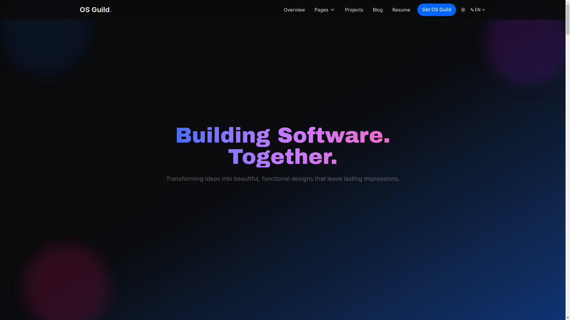 website screenshot of https://osguild-landing.pages.dev/