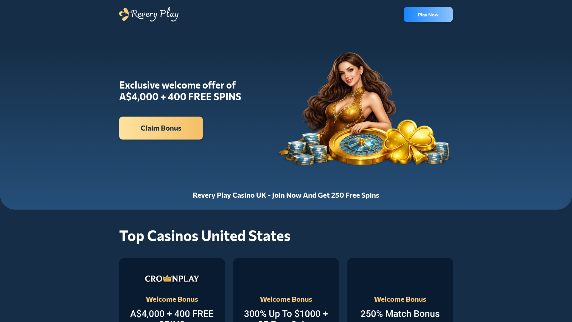website screenshot of https://reveryplay-casino-online.com/