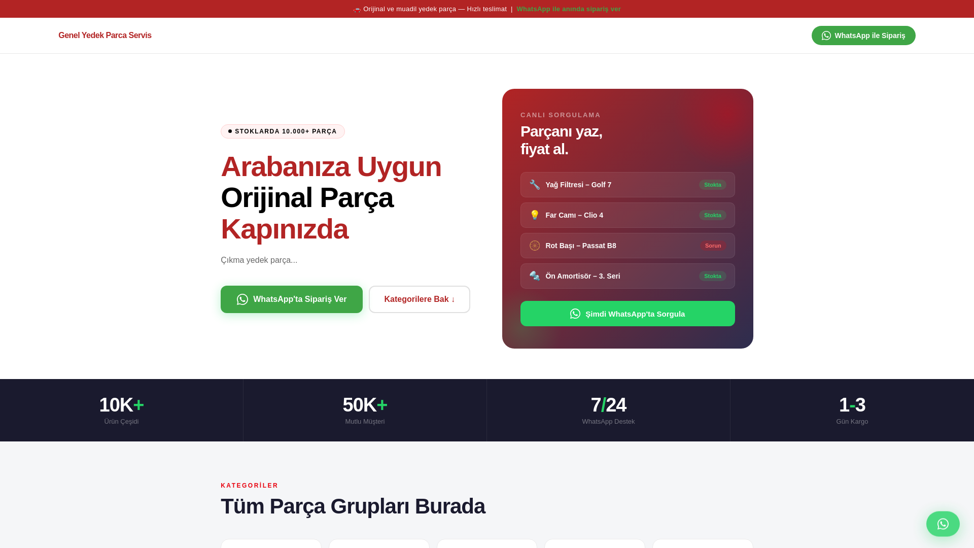 website screenshot of https://genelyedekparcaservis.com/