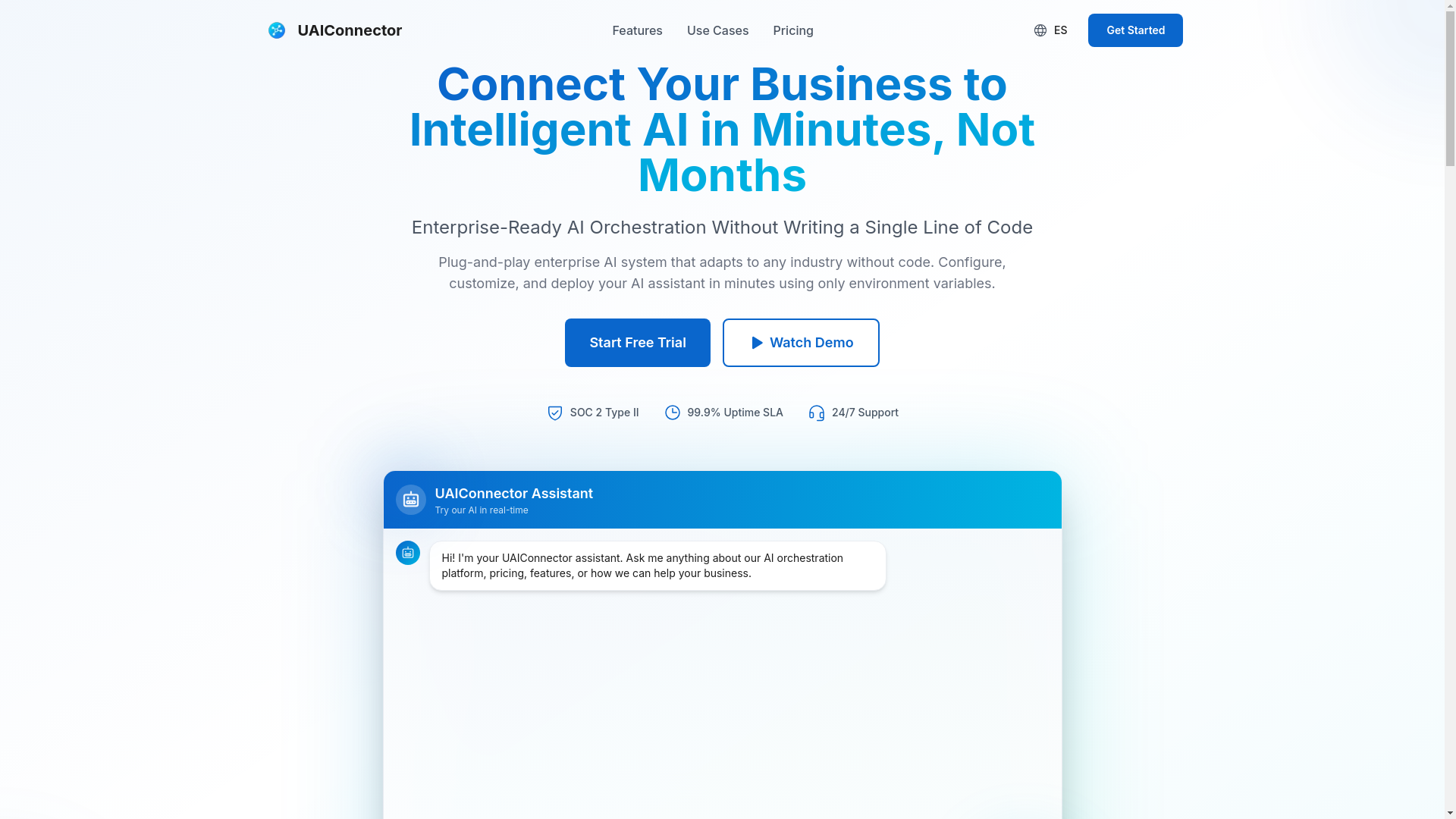 website screenshot of https://uaiconnector.com/