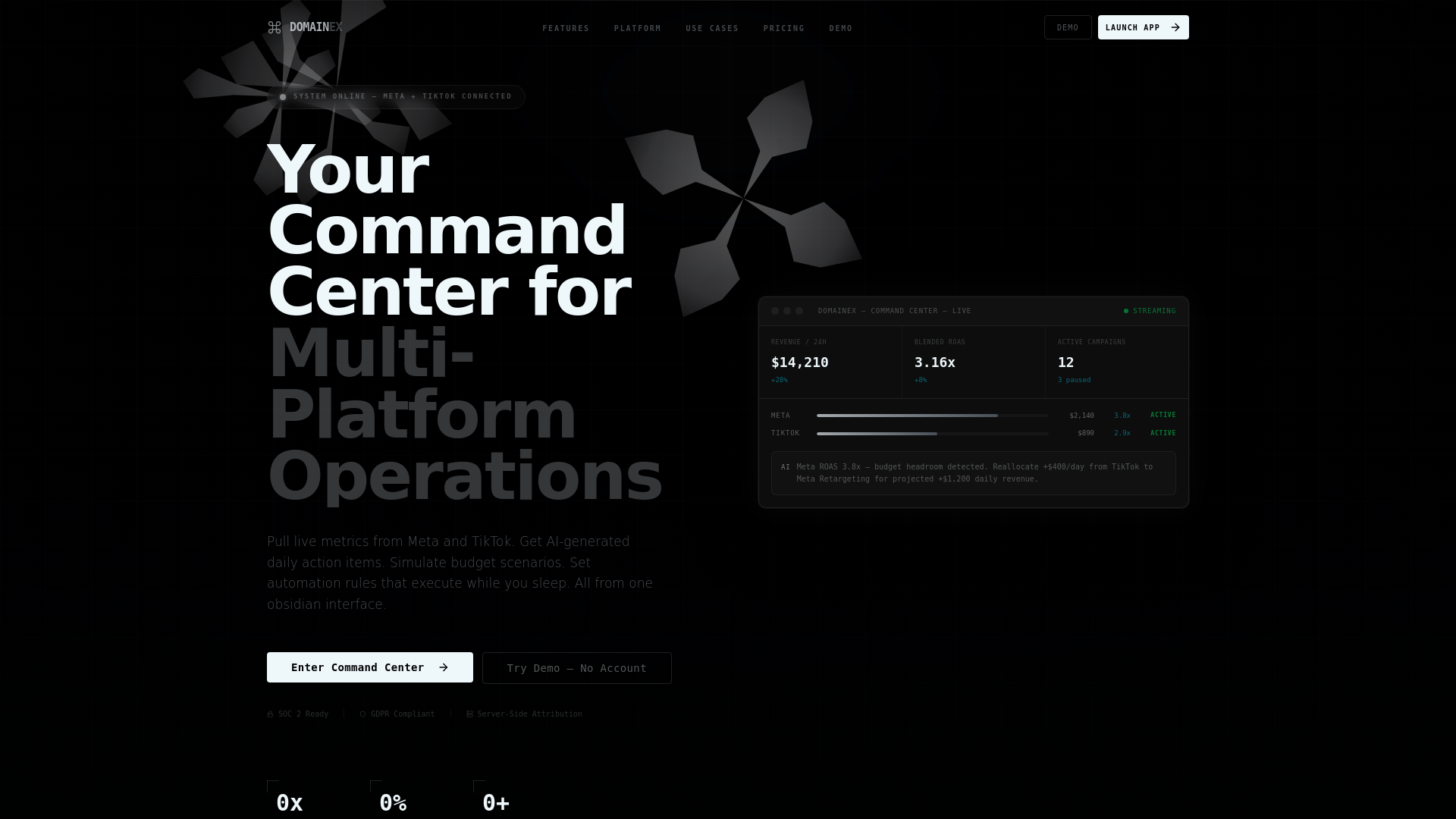 website screenshot of https://domainex.app/