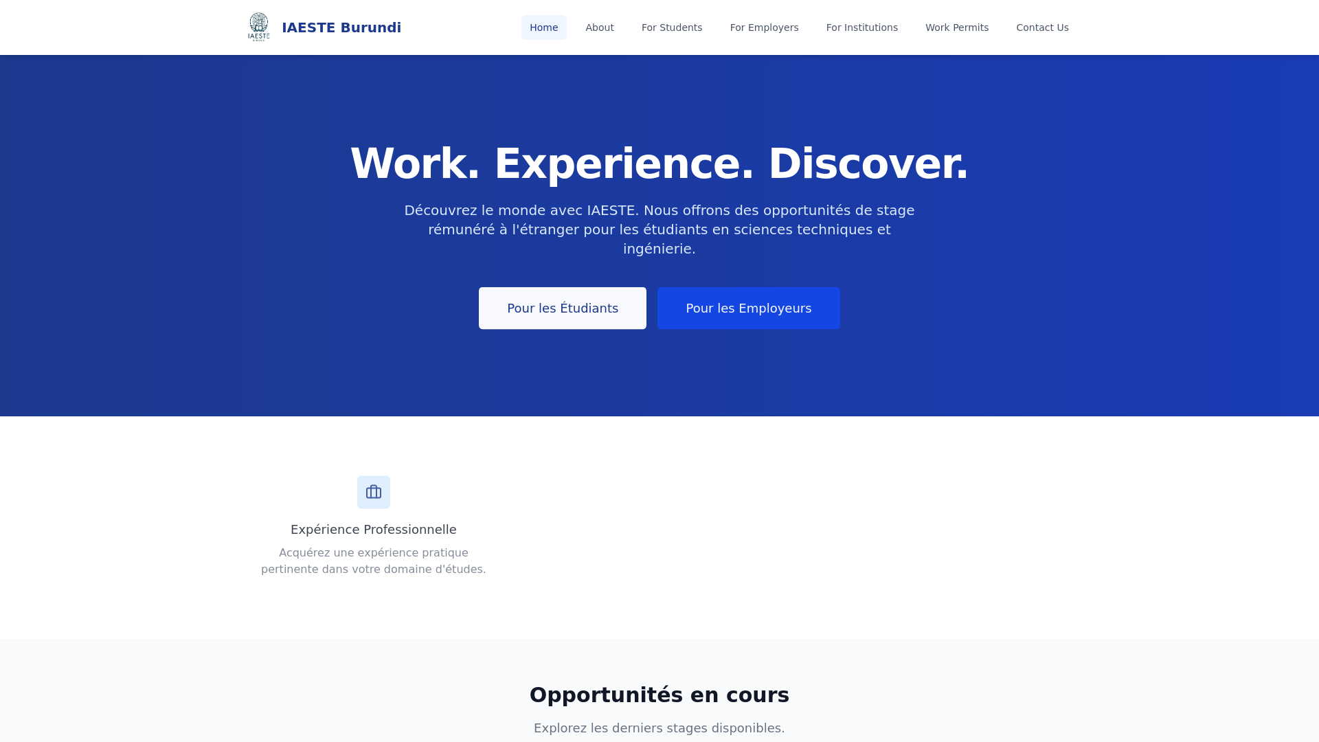 website screenshot of https://iaesteburundi.bi