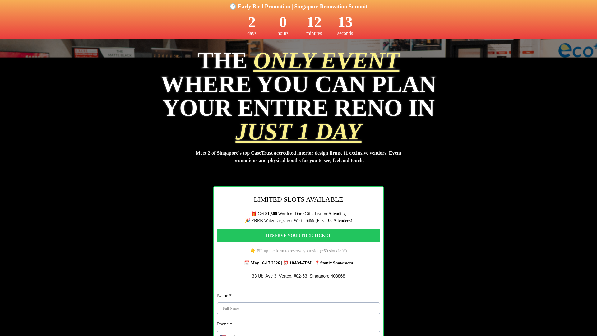 website screenshot of https://singapore-renovation-summit.com/