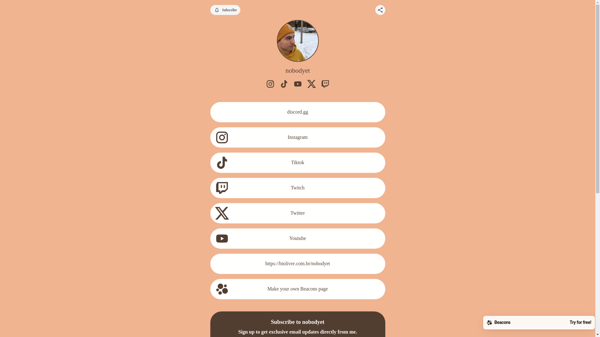 website screenshot of https://nobodyet.com/