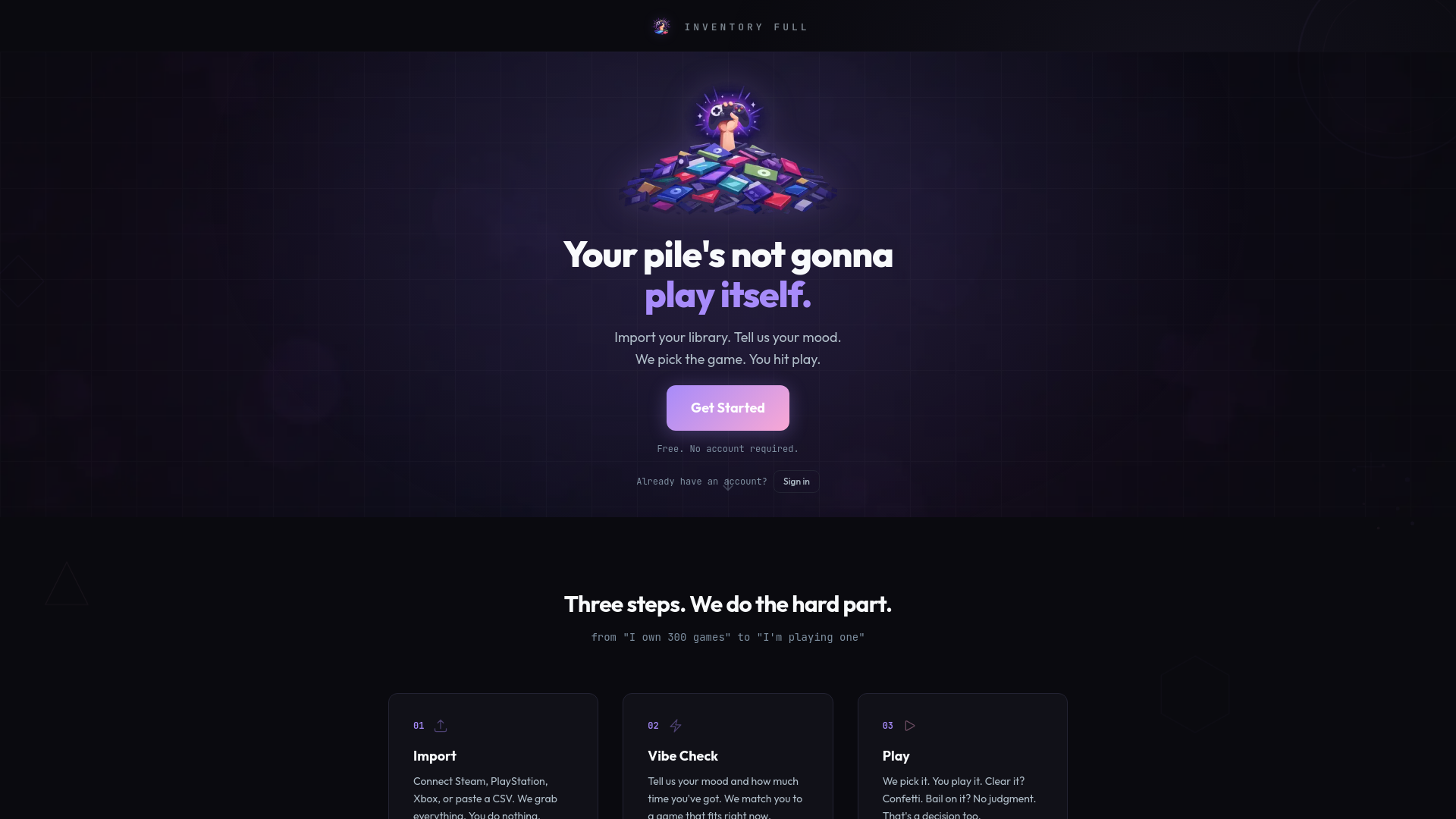 website screenshot of https://inventoryfull.gg