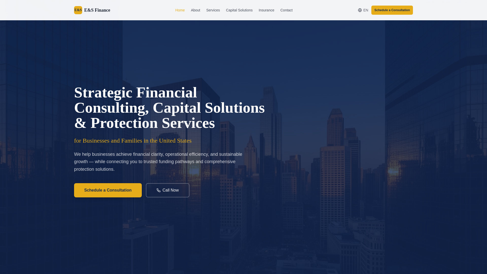 website screenshot of https://esfinance-usa.com