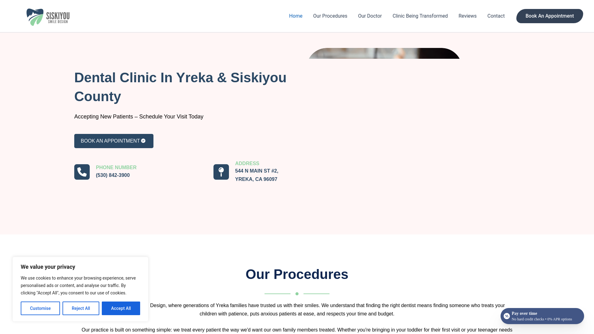 website screenshot of https://siskiyousmiledesign.com