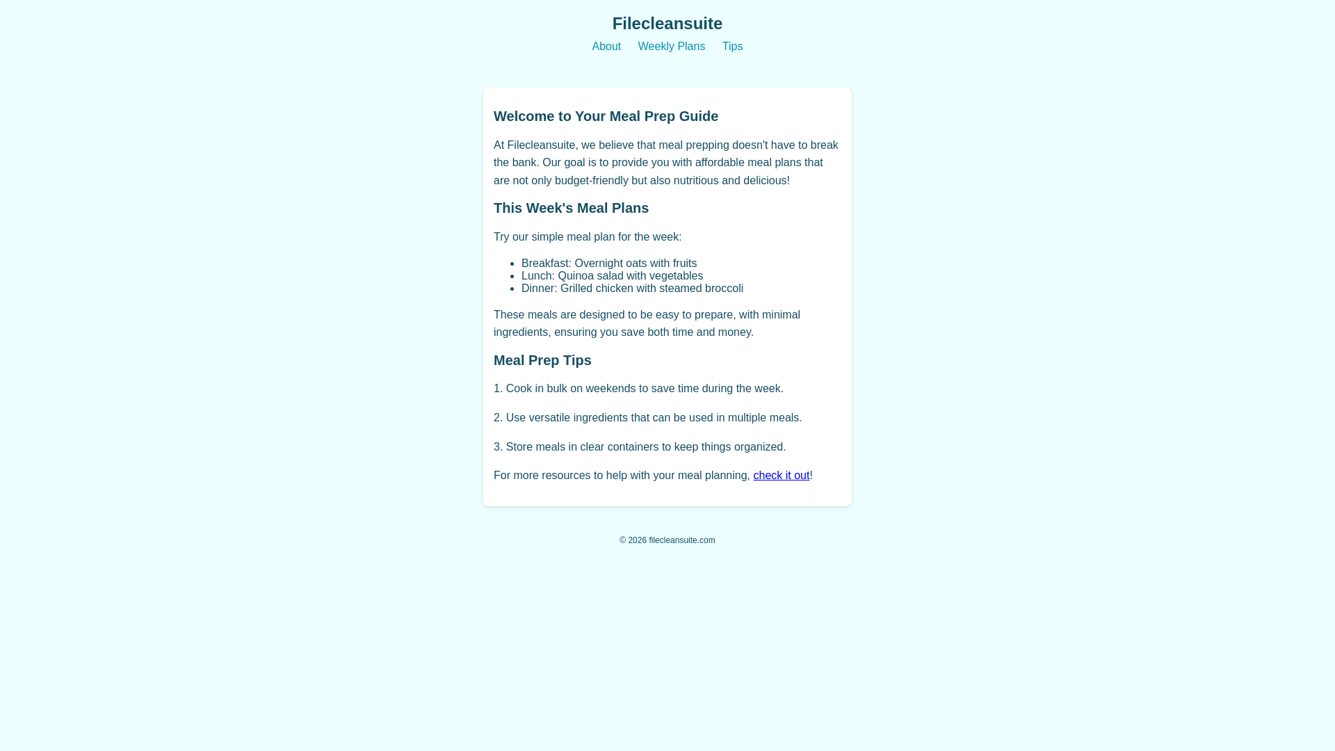 website screenshot of https://filecleansuite.com