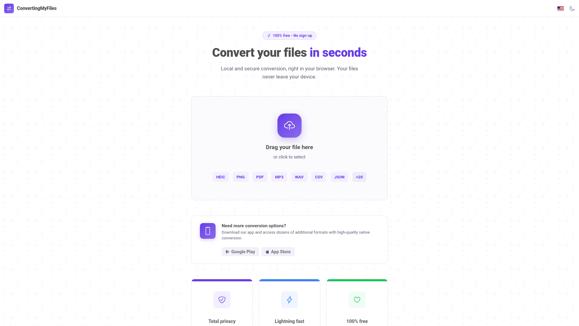 website screenshot of https://convertingmyfiles.com/