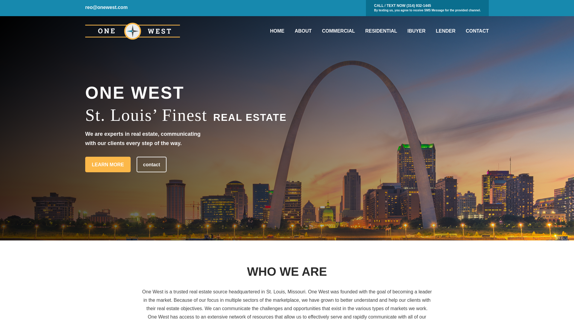 website screenshot of http://www.onewest.com/