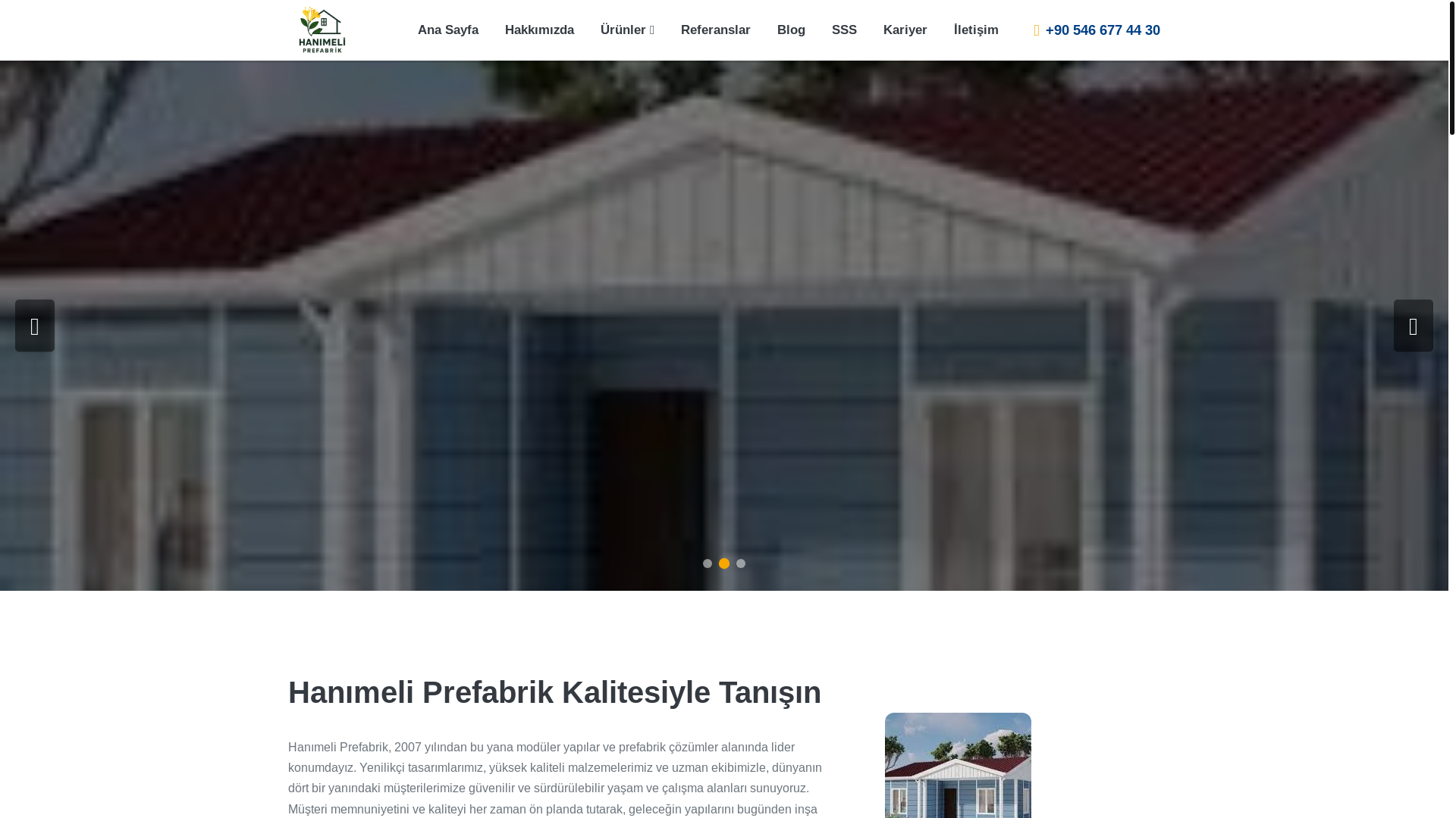 website screenshot of https://hanimeliprefabrik.com/