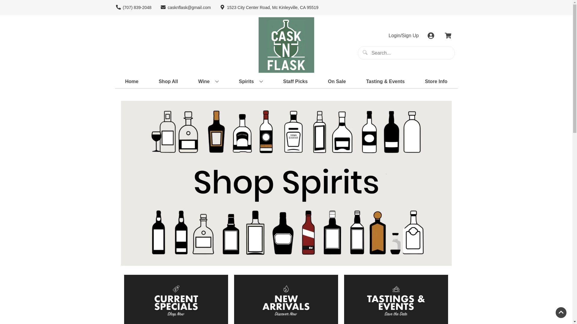 website screenshot of https://casknflaskliquor.com/