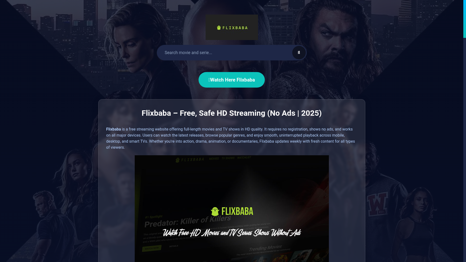 website screenshot of https://flixbaba-t1.pages.dev/