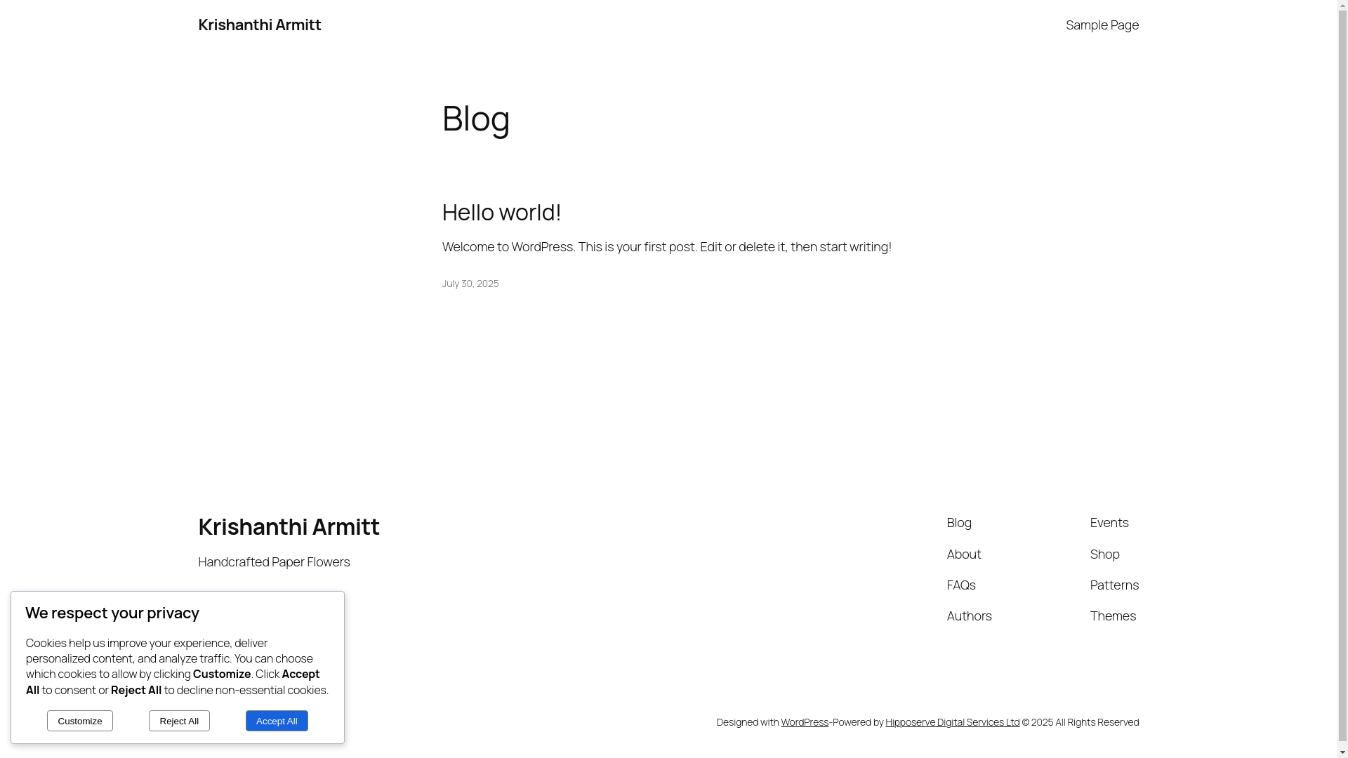 website screenshot of https://krishanthiarmitt.com/