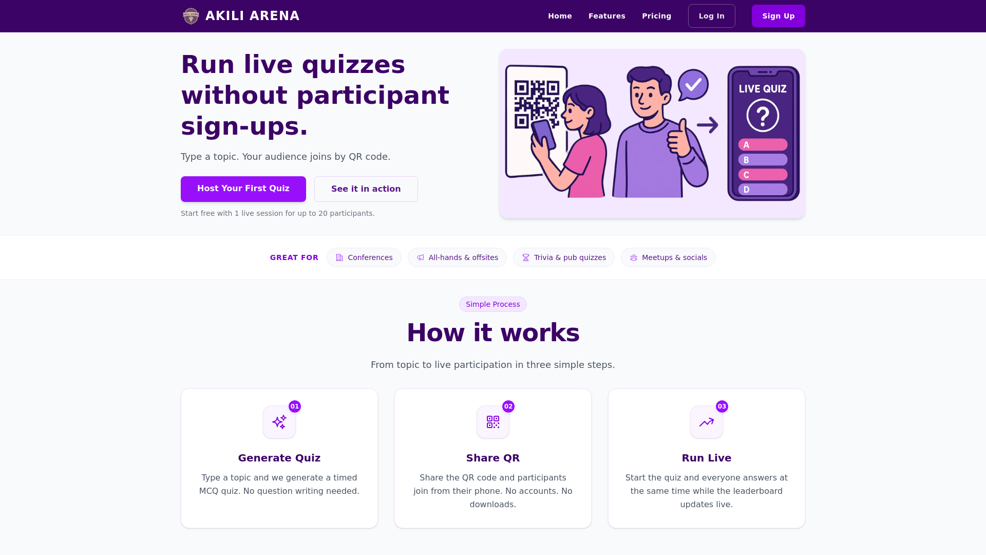 website screenshot of https://getakiliarena.com