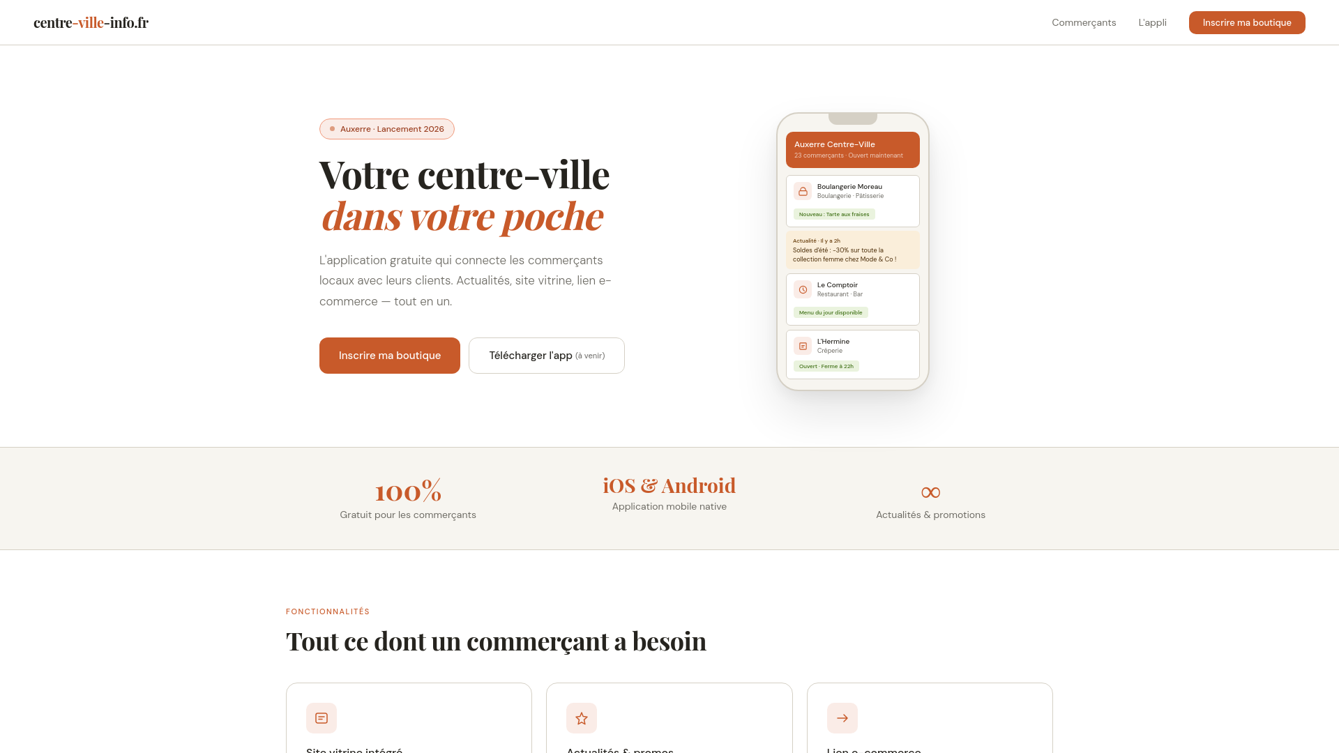 website screenshot of https://centre-ville-info.fr