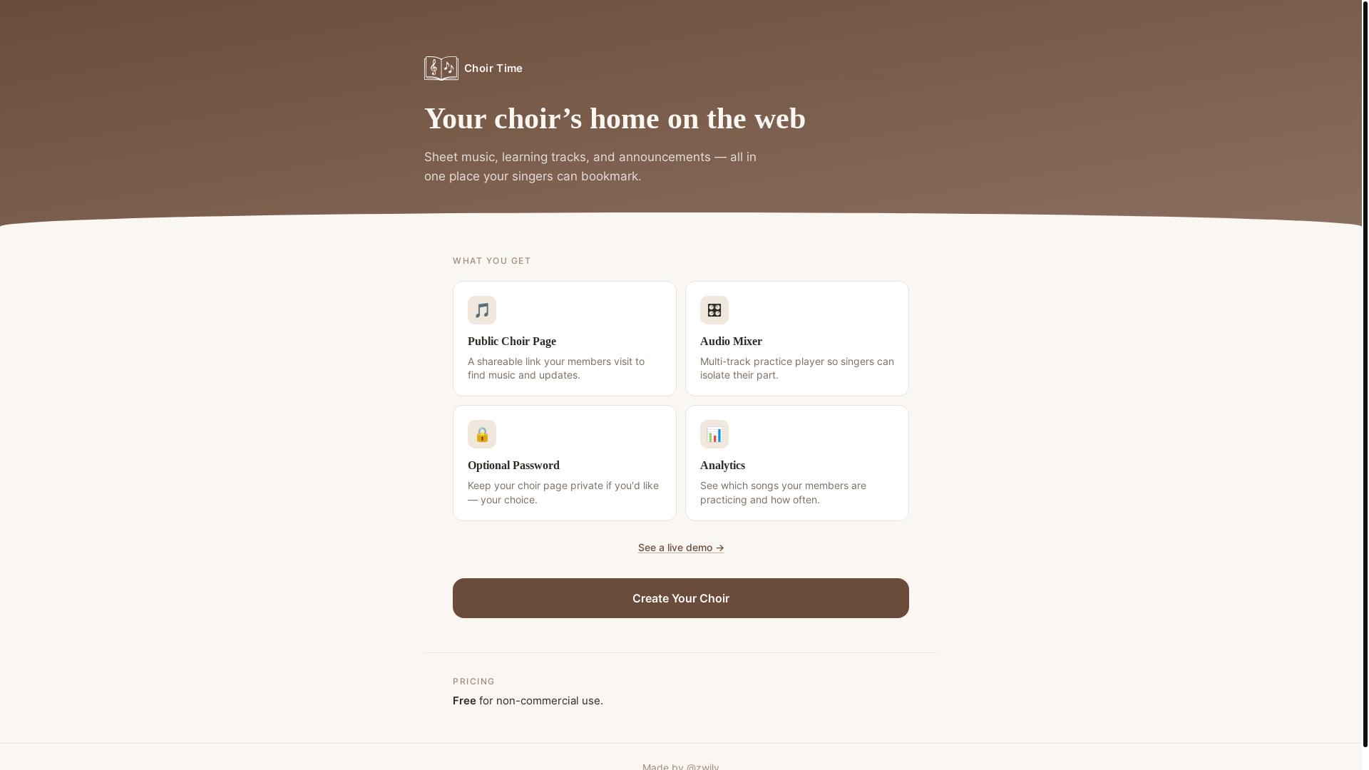 website screenshot of https://choirtime.com/